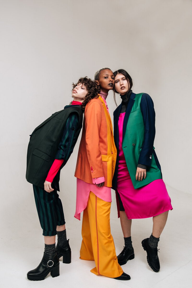 Models wearing pieces from The Tailory New York's Technicolor Subculture