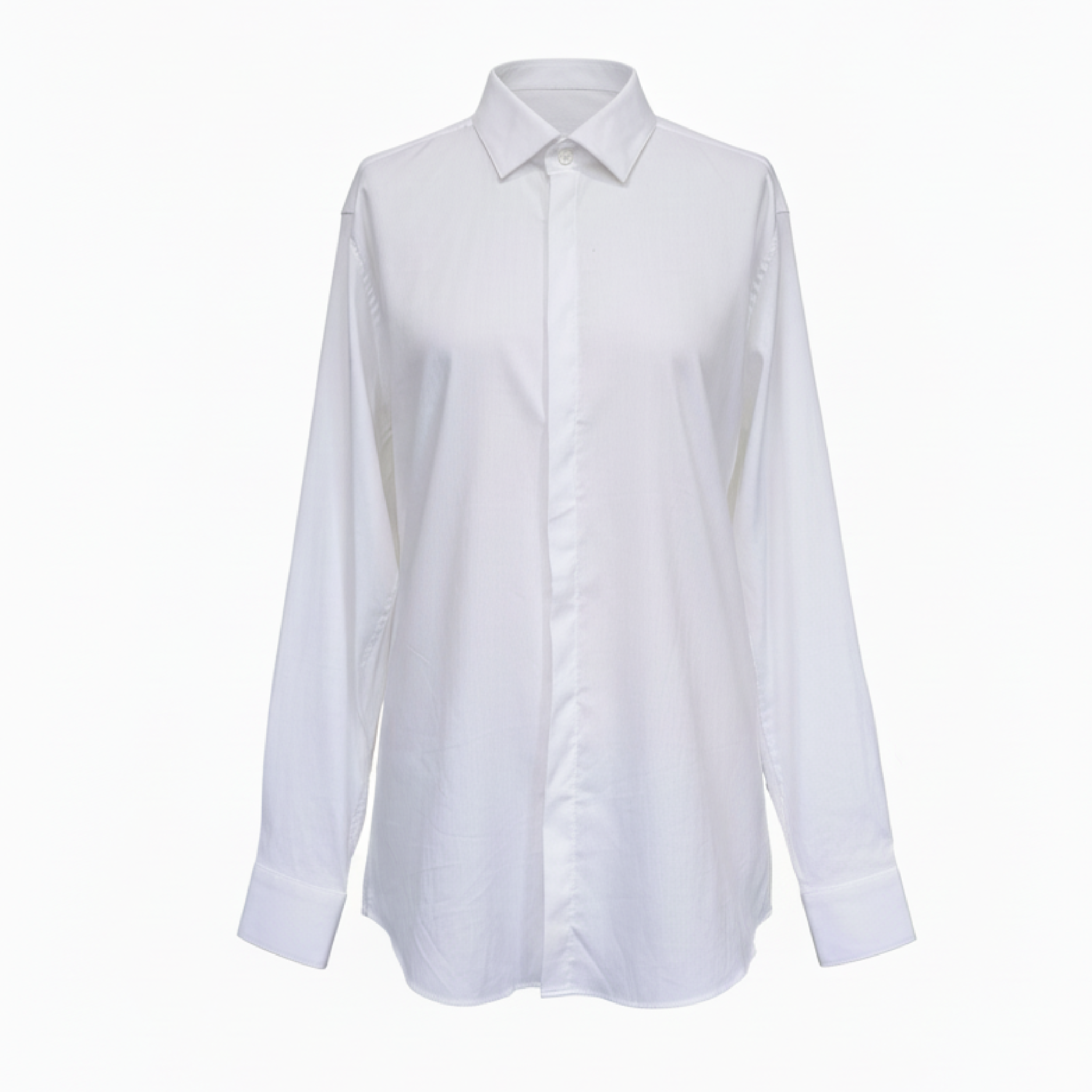 White Hidden-Placket Shirt