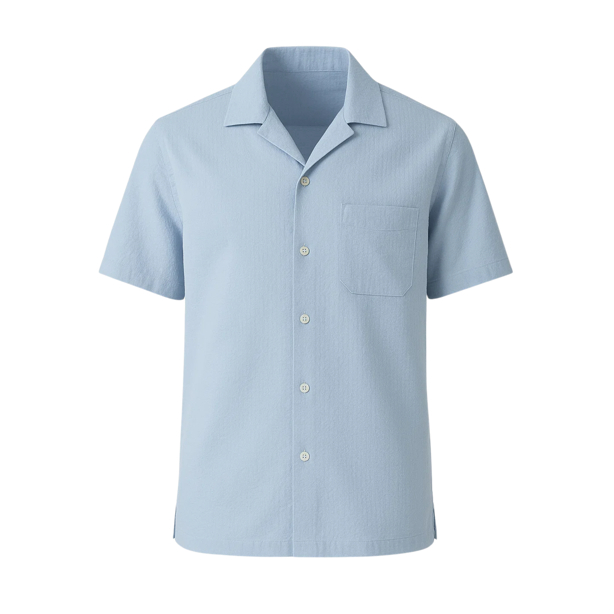 Men's Loro Piana Polo Grounds Blue Seersucker Camp Shirt