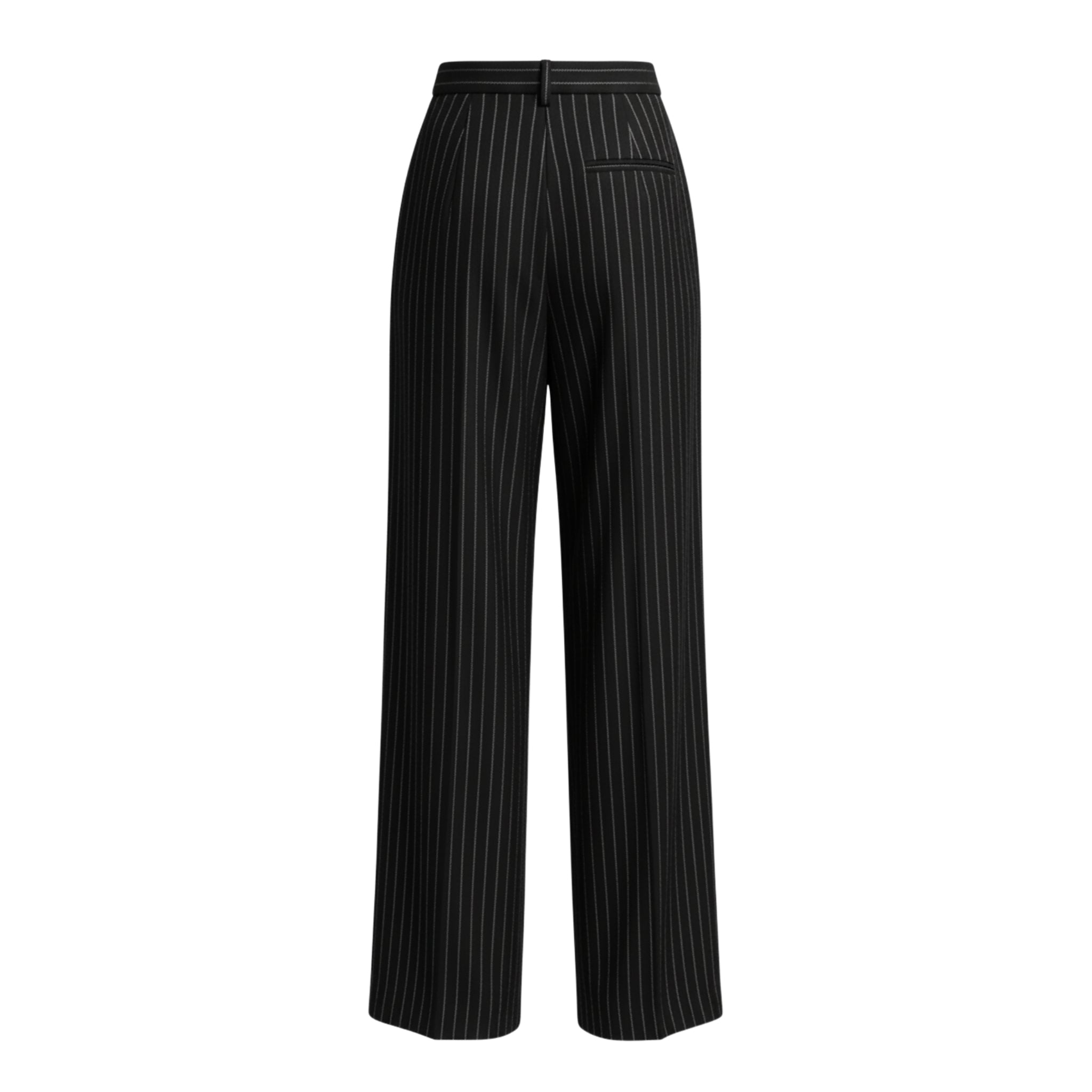 Black Pinstripe Wide-Leg Trousers