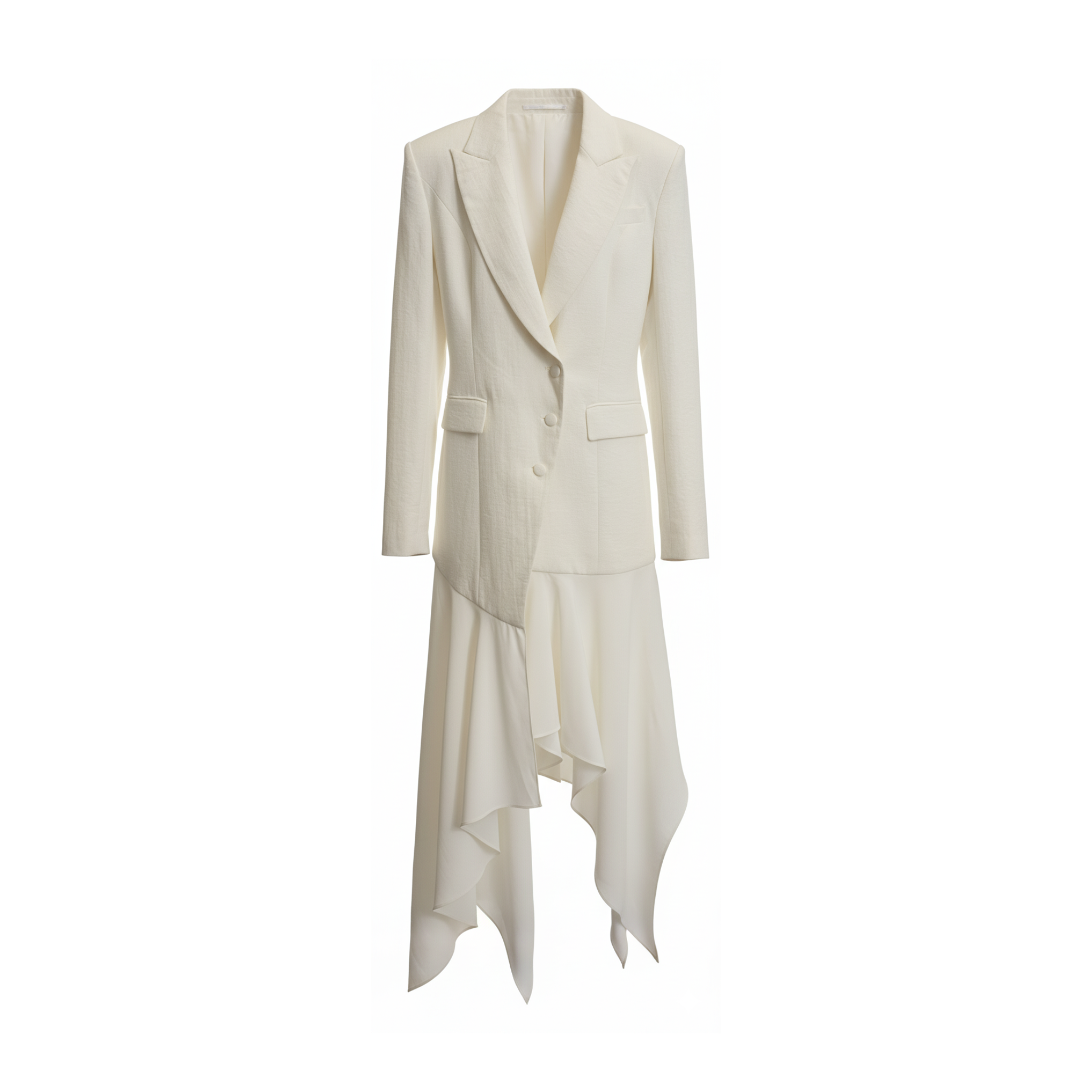 Ivory Wool Wrap Coat | Maxi Length