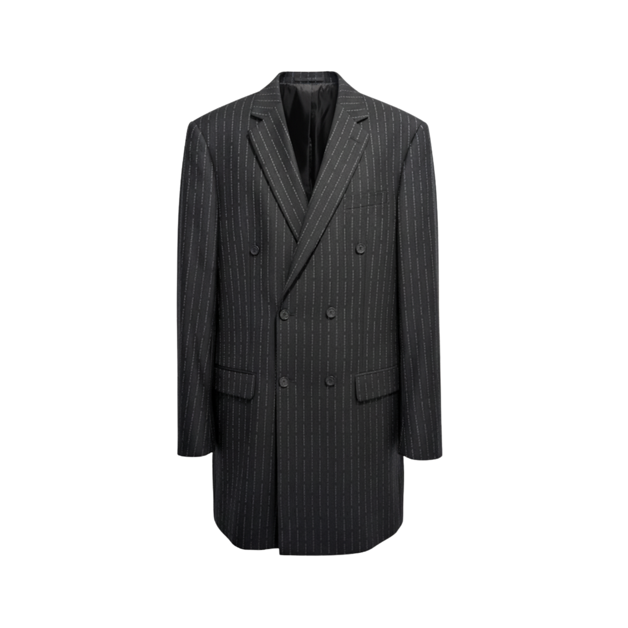 Structured Charcoal Pinstripe Double-Breasted Jacket