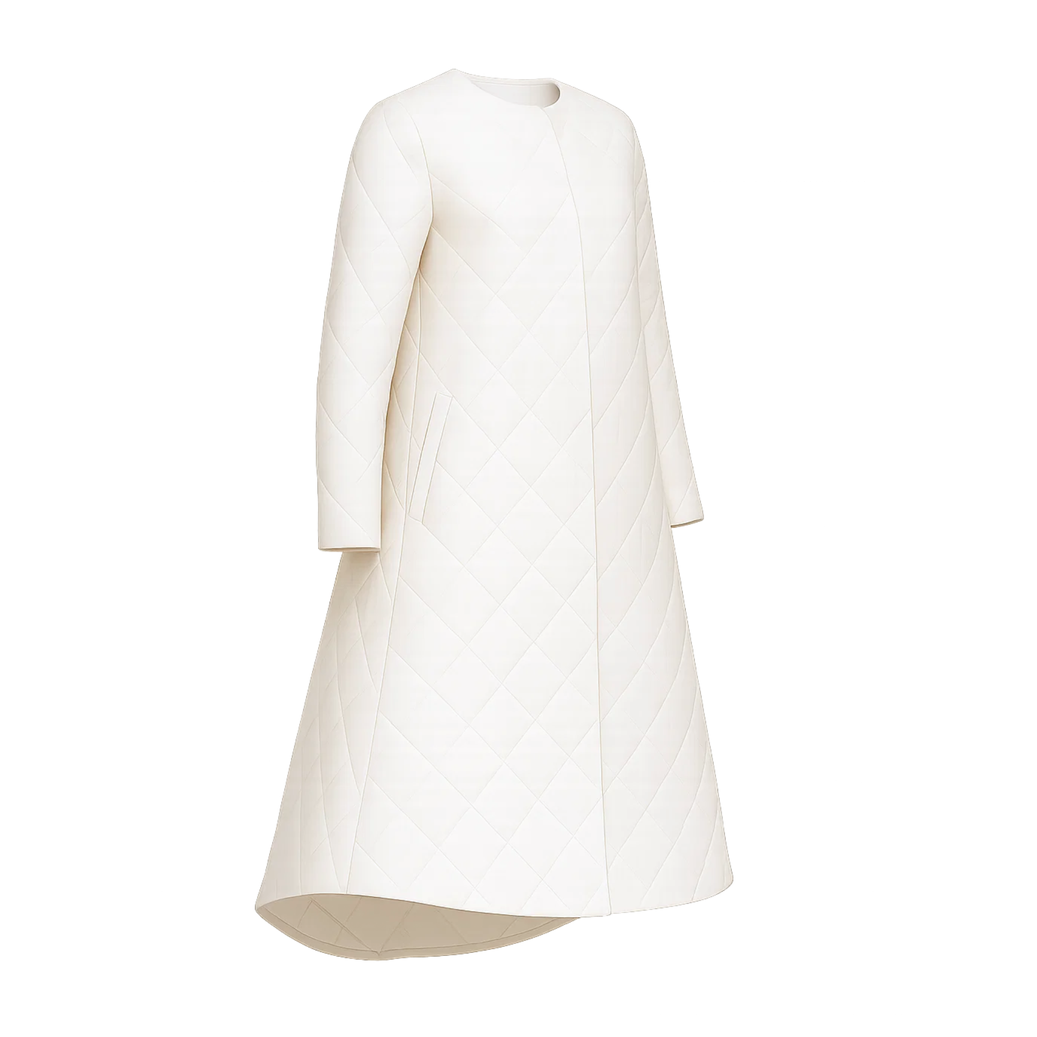 Ivory Loro Piana Lotus Print Quilted Puffer Coat