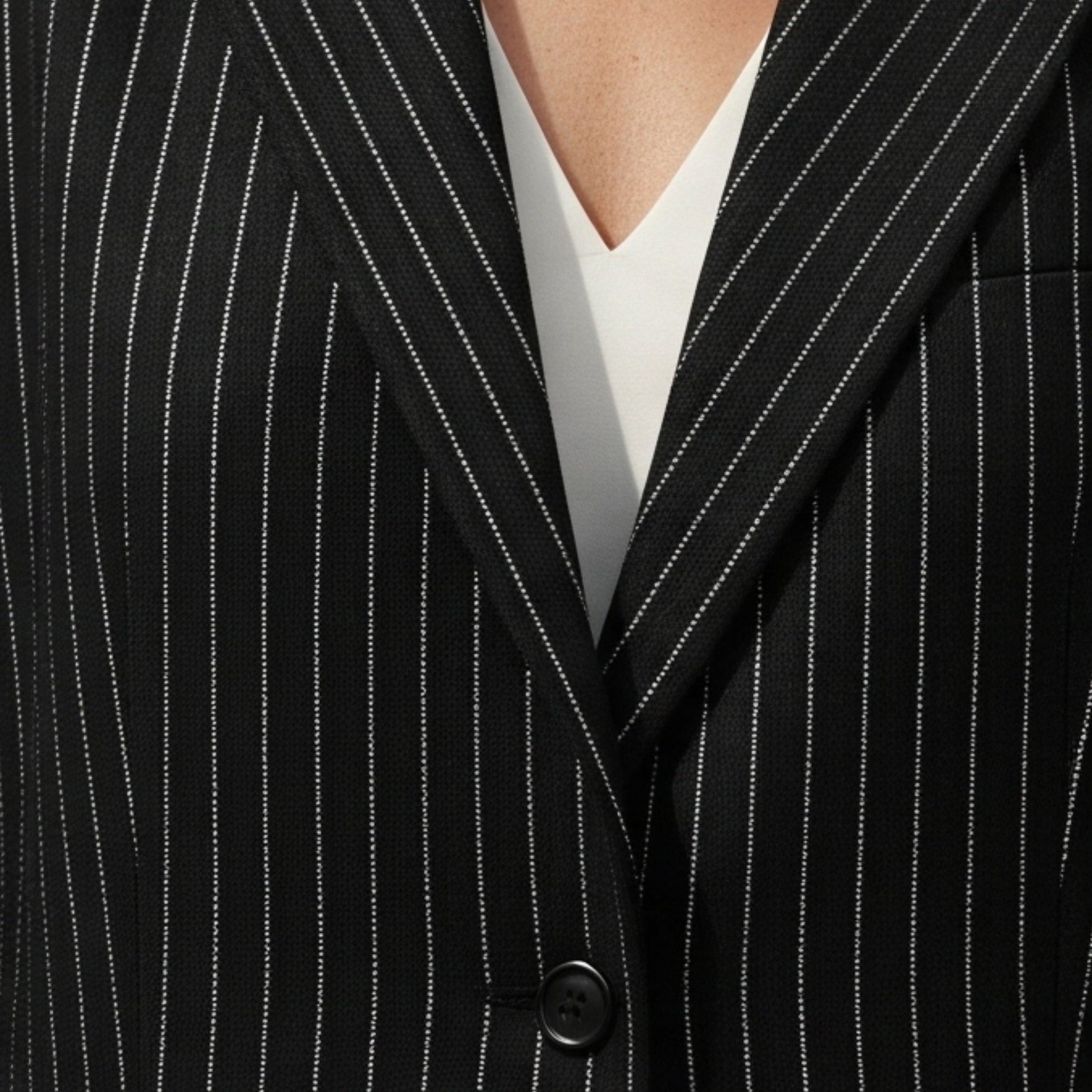 Black Pinstripe Oversized Suit Set