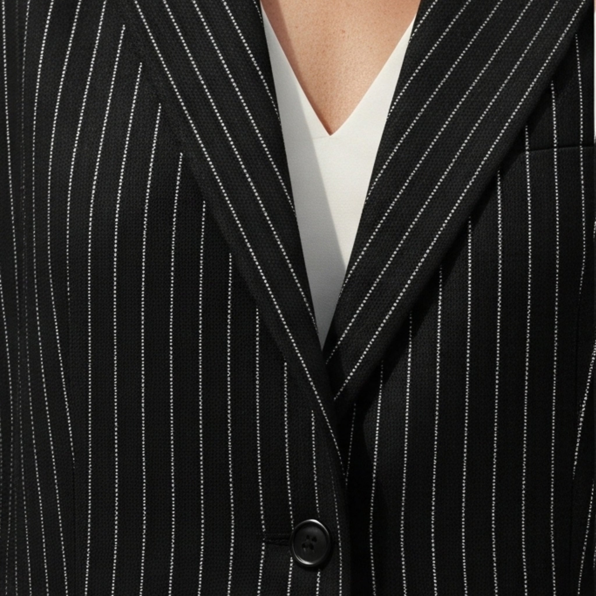 Black Pinstripe Oversized Blazer
