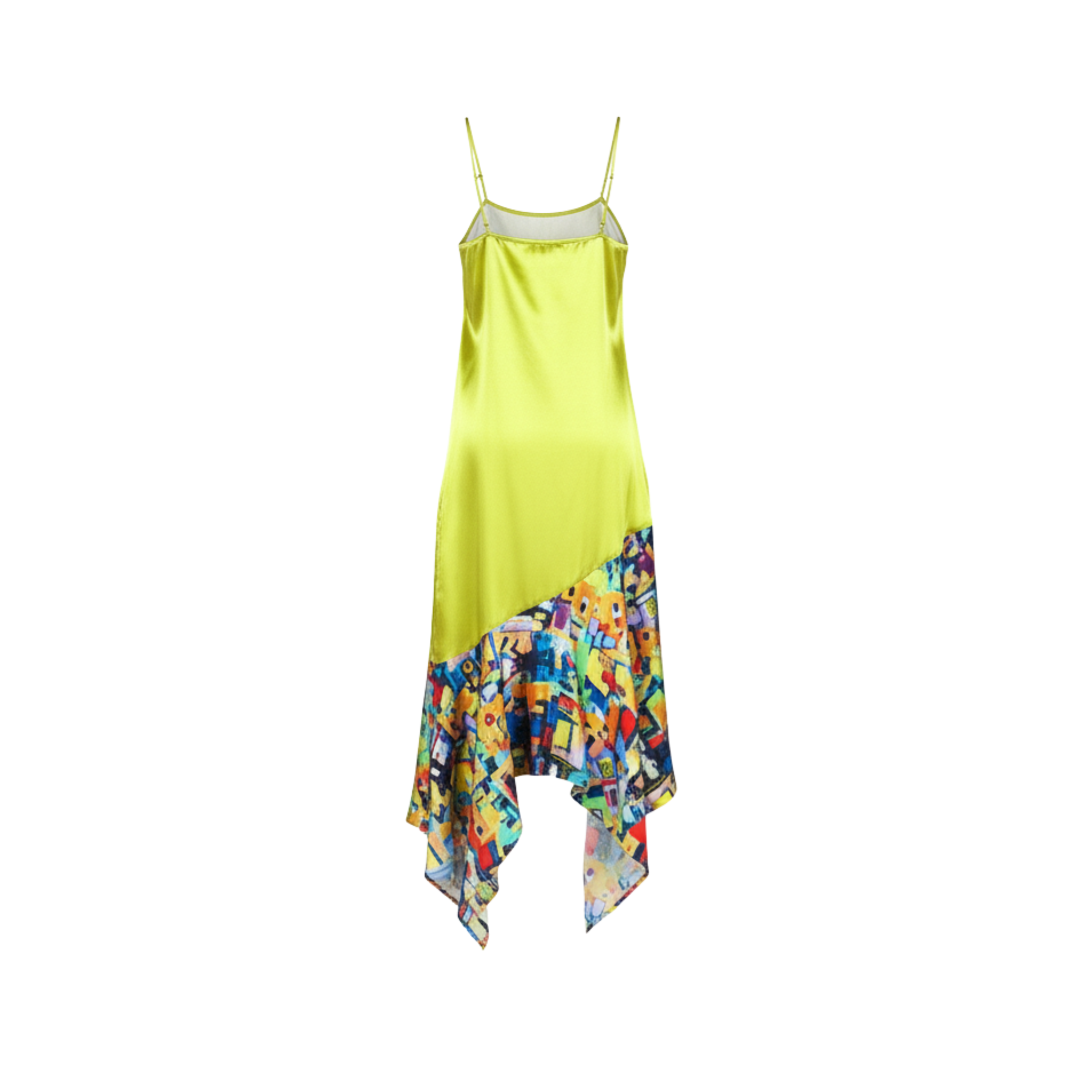 Yellow Asymmetrical Silk Slip Dress