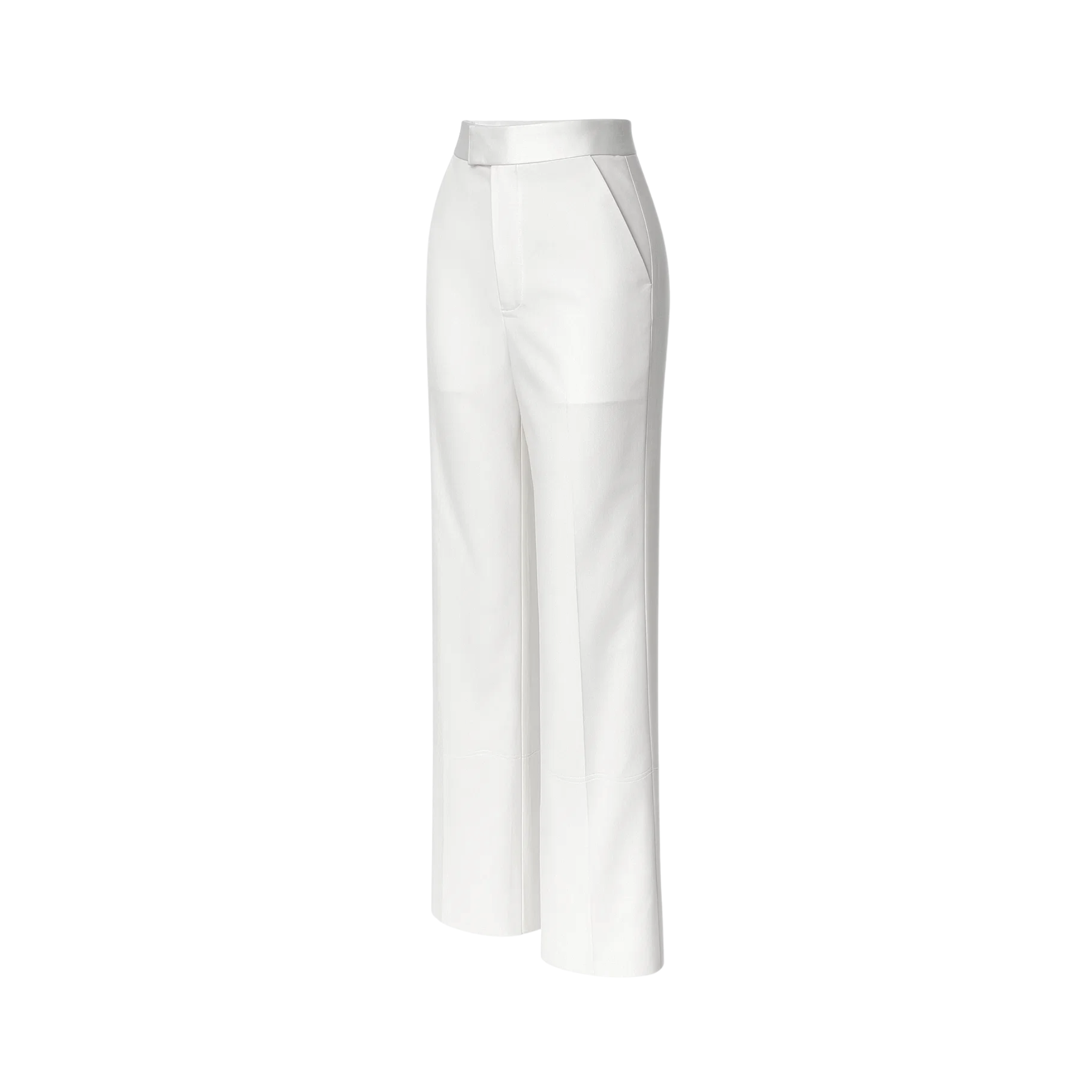 White Wide-Leg Tailored Trousers