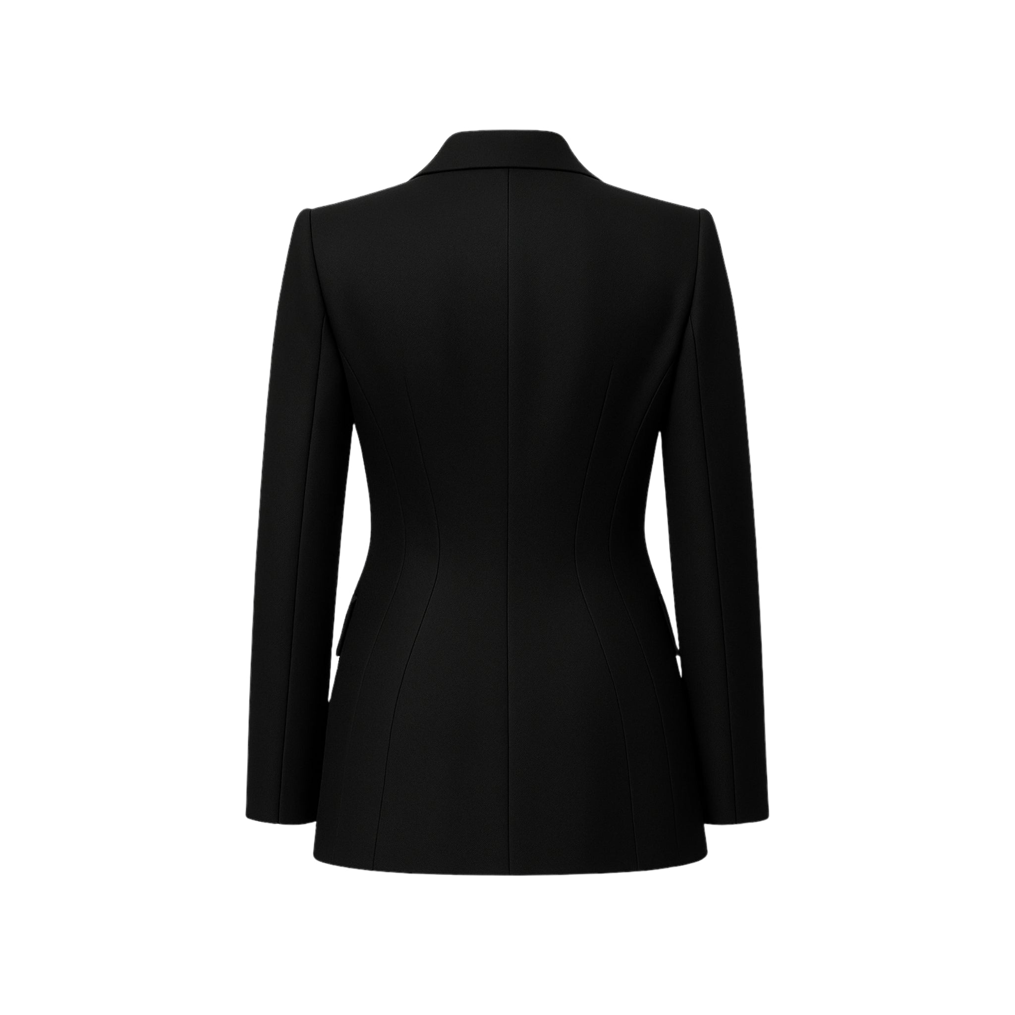 Feminine Fit Women's Double Breasted Wool Jacket in Jet Black