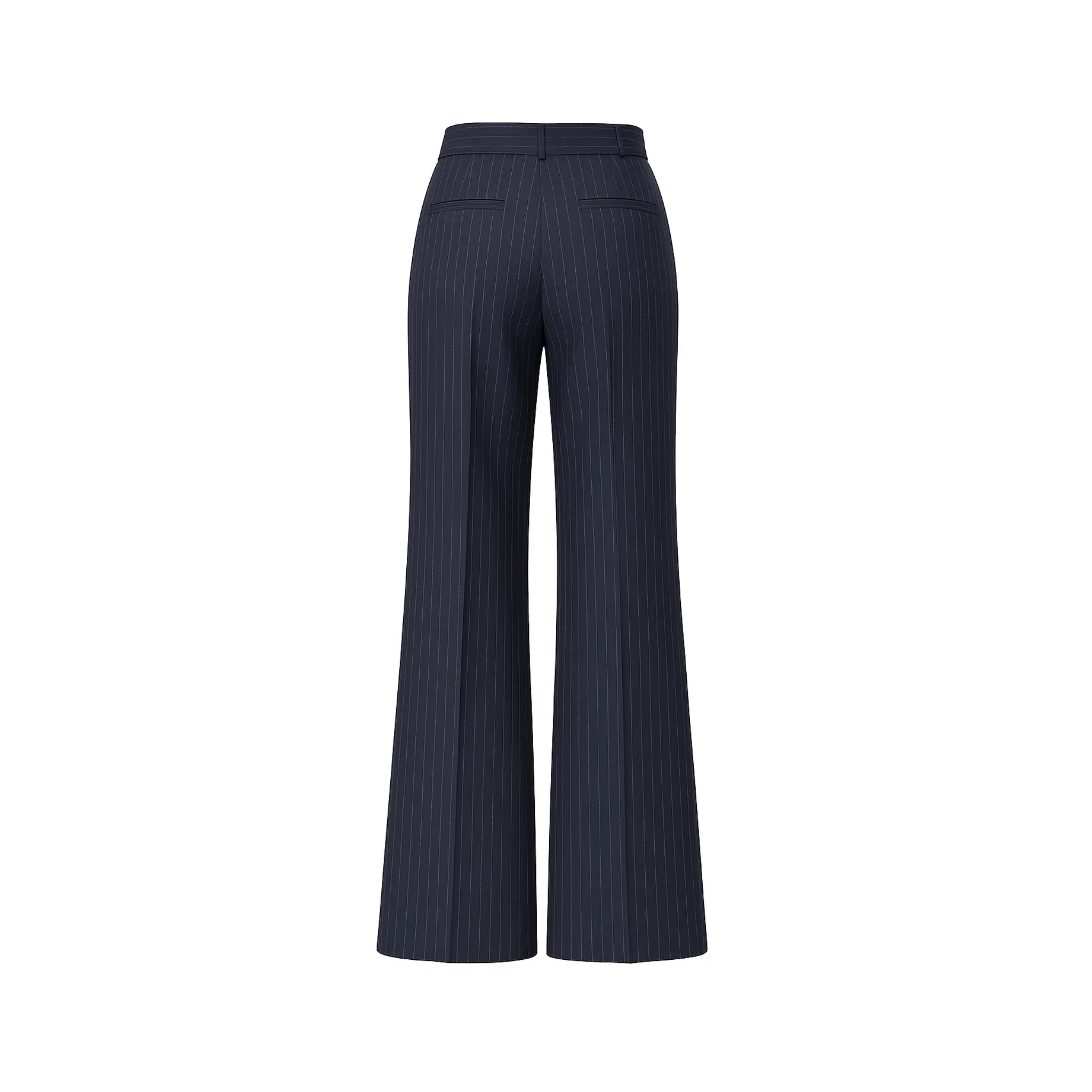 Navy Pinstripe Wide-Leg Trousers