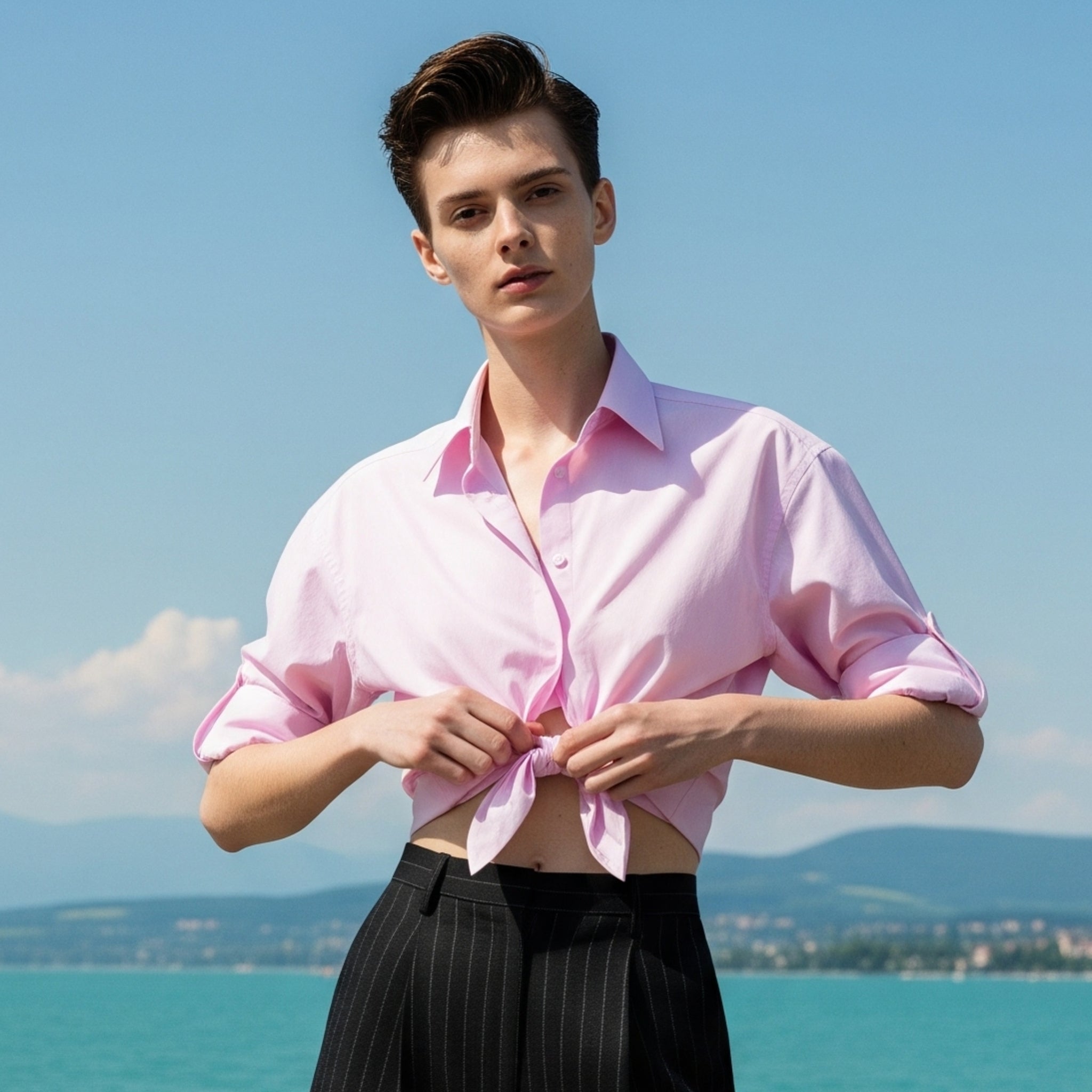 Oversized Baby Pink Button-Up Shirt