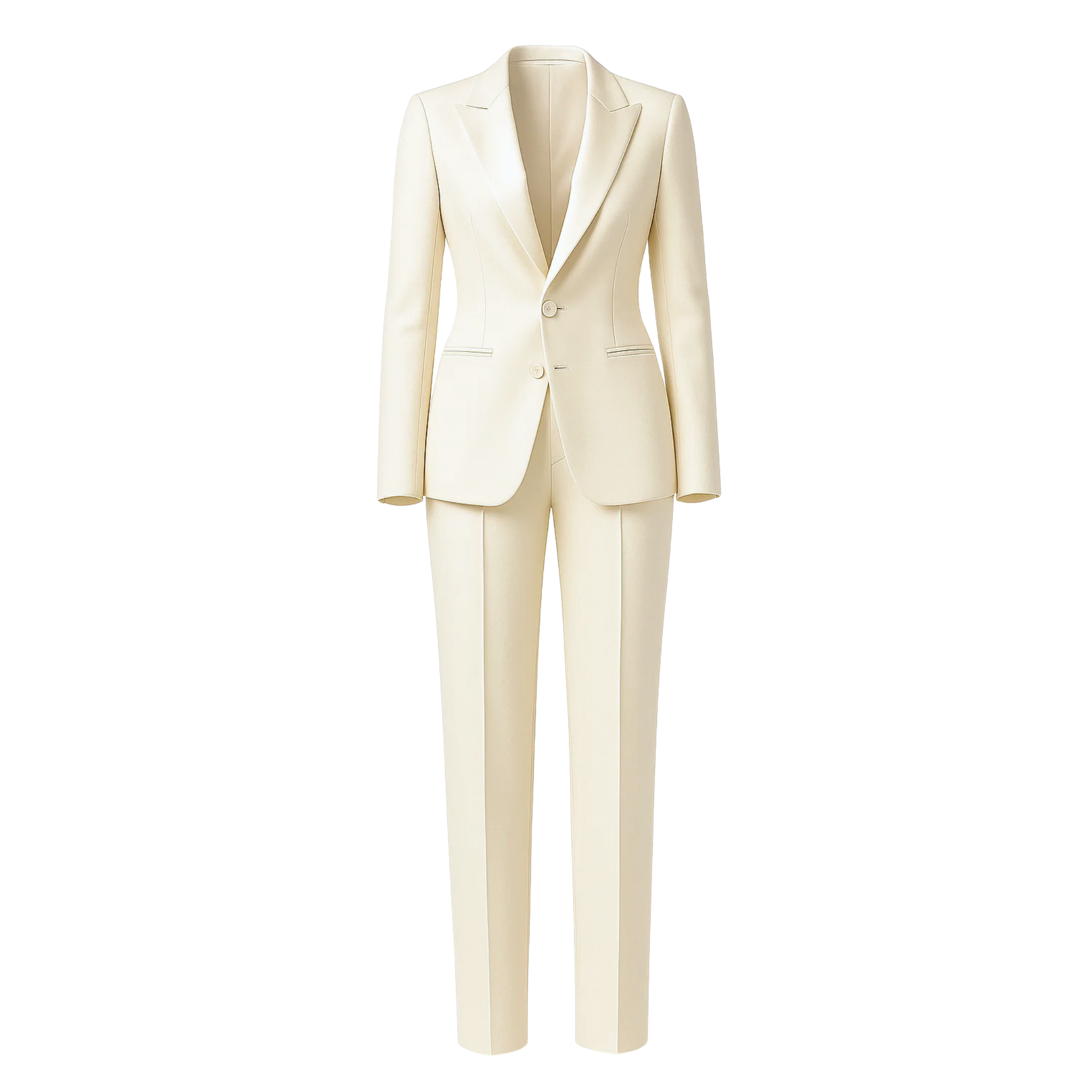 Women's Wearhouse | Cream Fitted Wedding Satin Suit