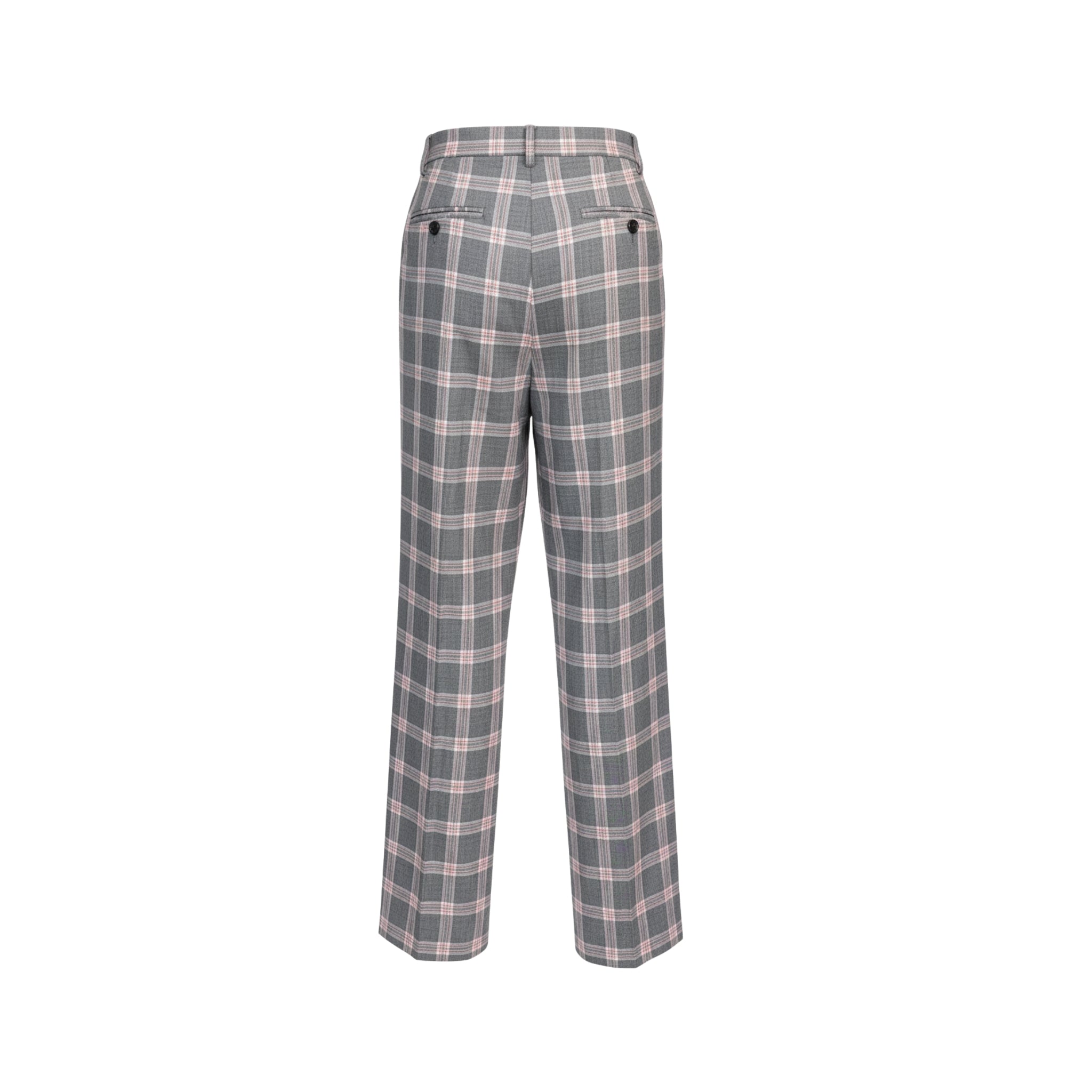 Gray and Pink Plaid Tailored Trousers