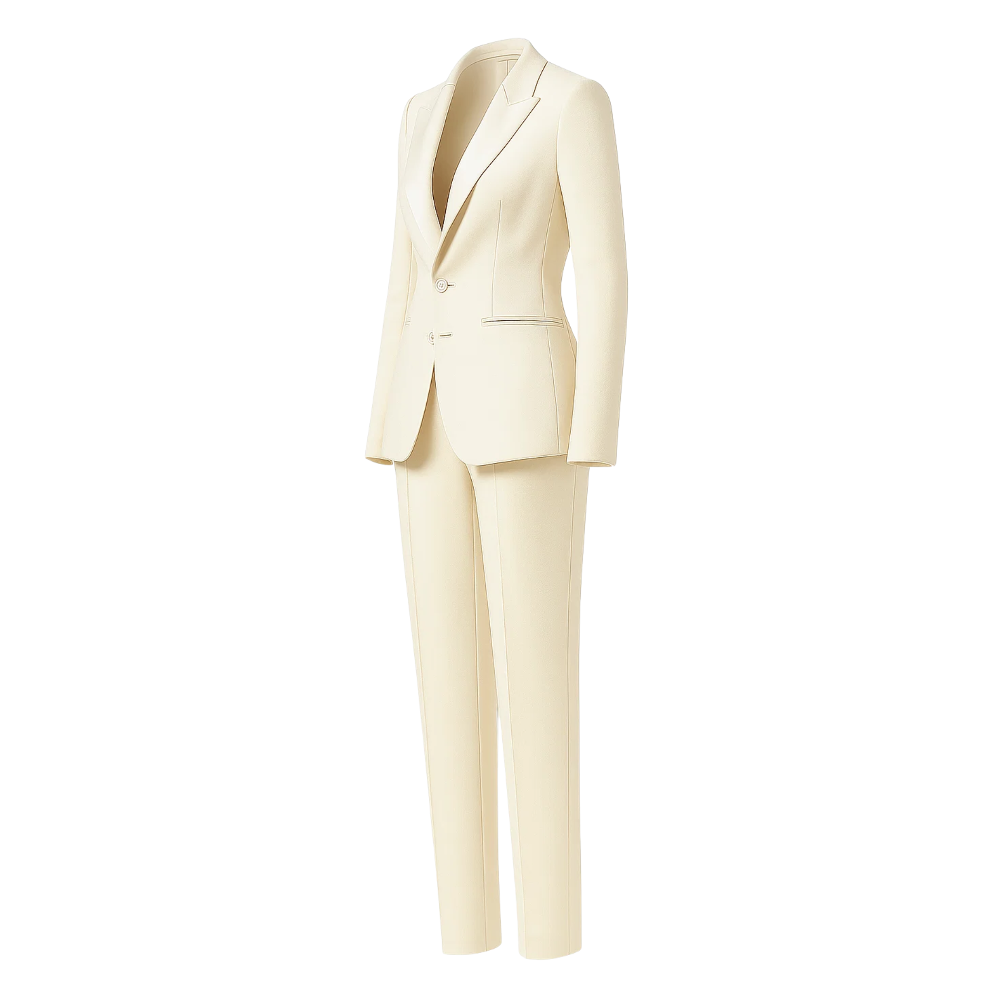 Women's Wearhouse | Cream Fitted Wedding Satin Suit