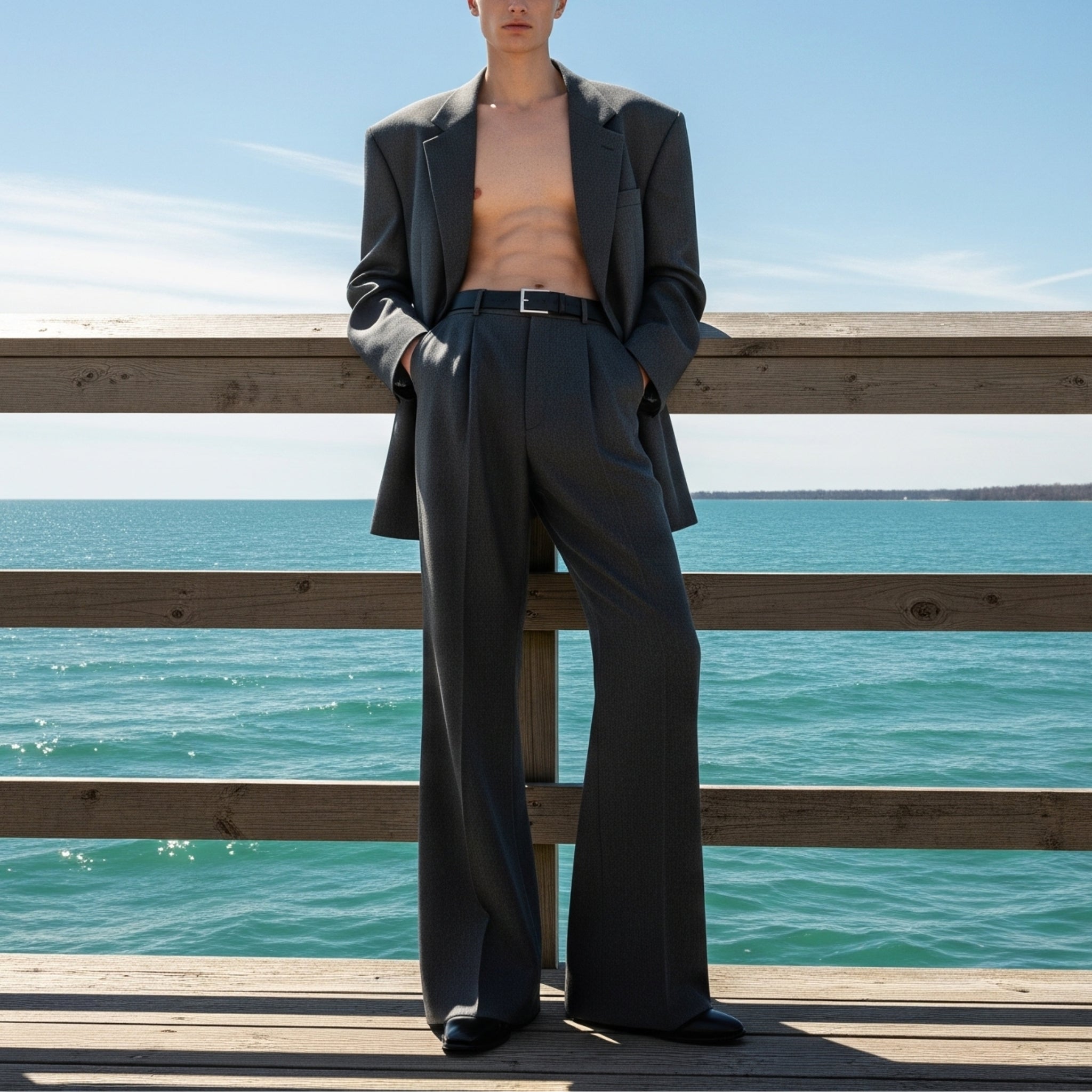 Heather Charcoal Oversized Suit Set