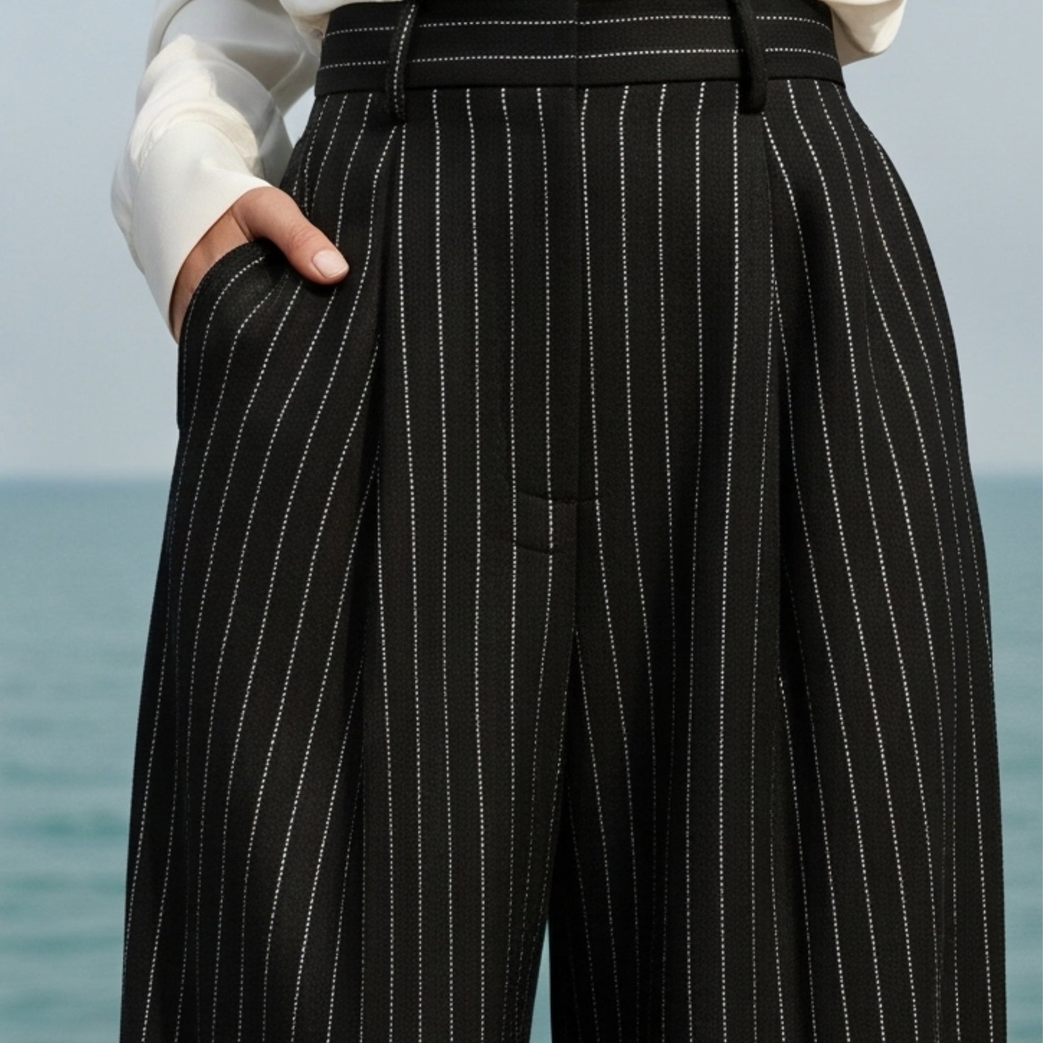 Black Pinstripe Oversized Suit Set