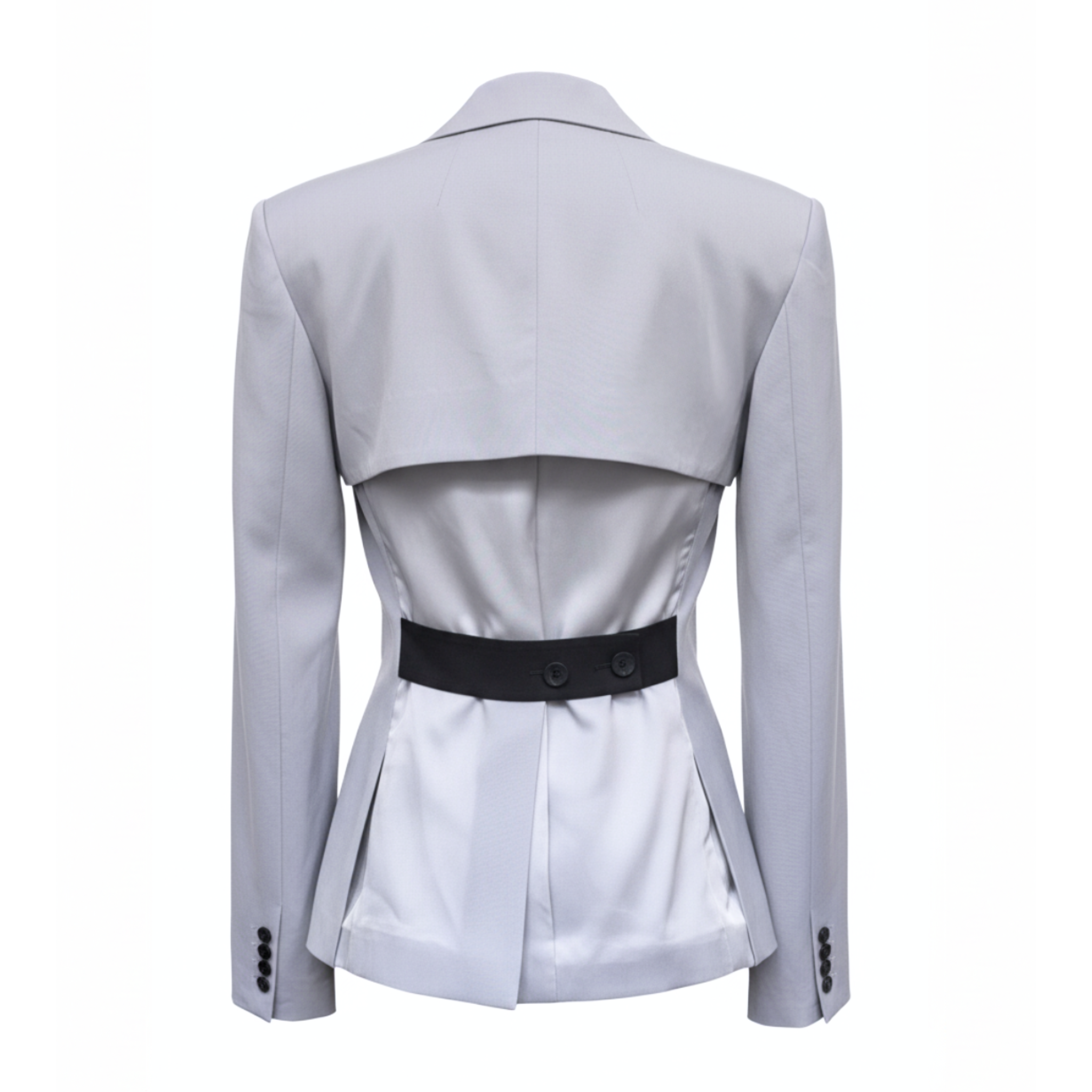 Women's Grey Open Back Power Blazer – Luxe Tailored Boudoir Wear