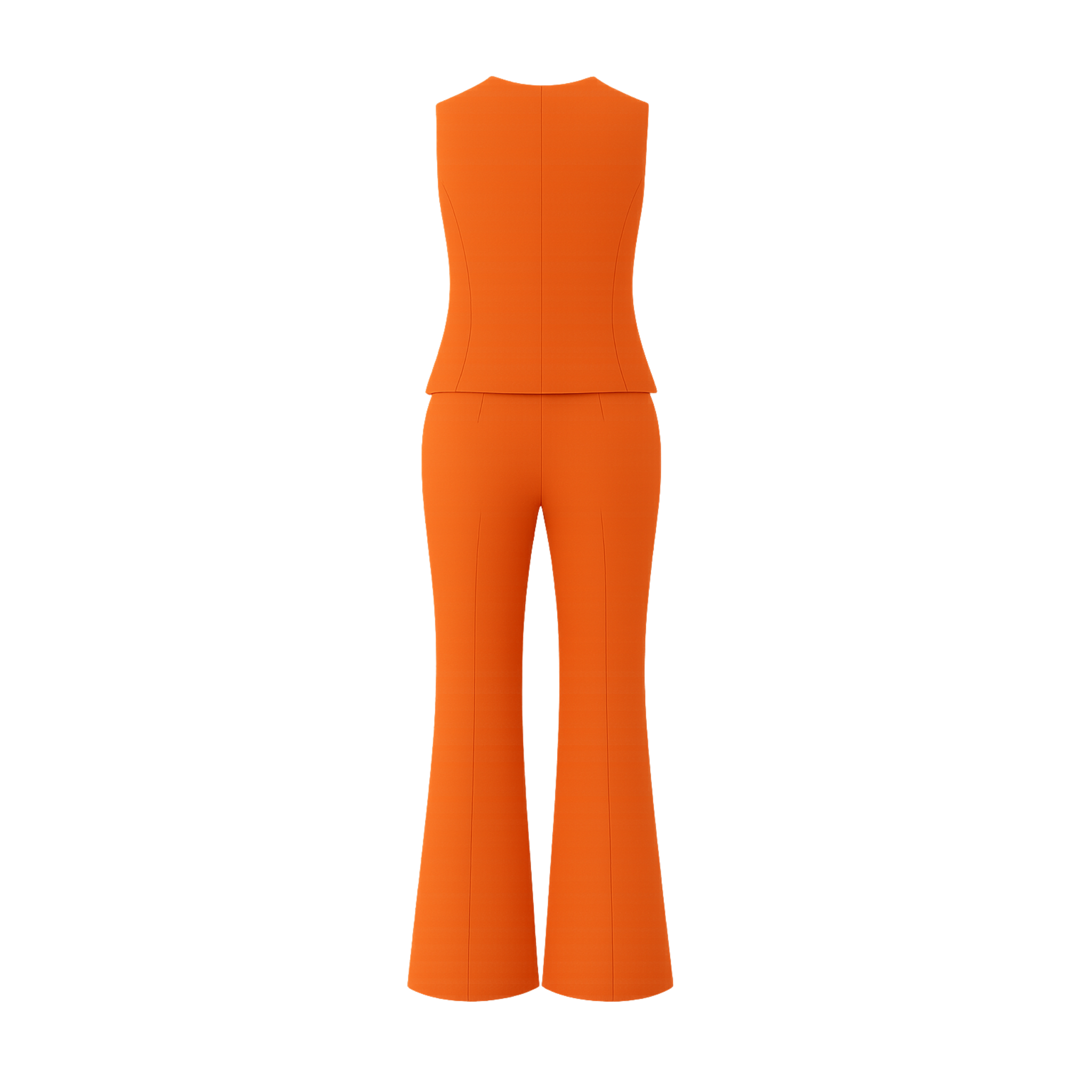 Women's Orange Vest Flare Pants Suit Set