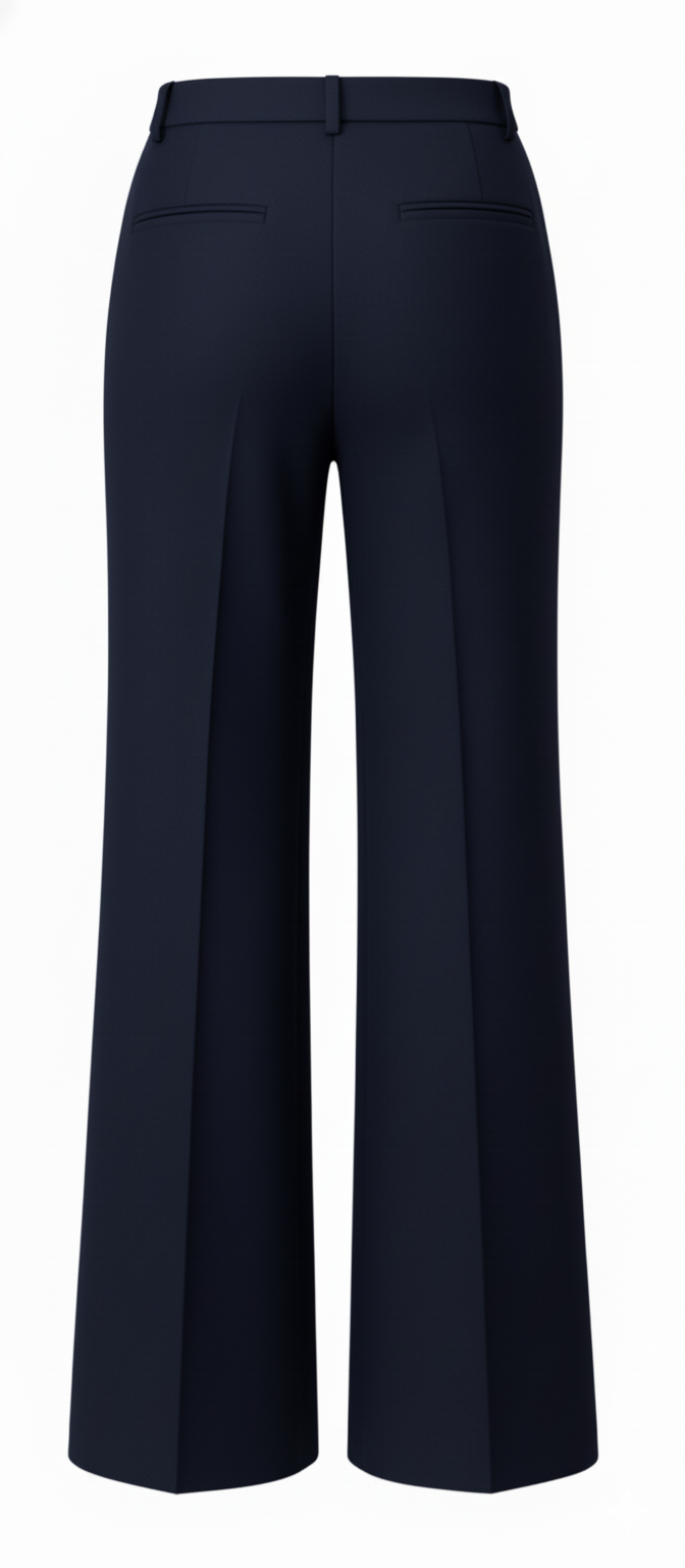 Women's Midnight Blue Wide-Leg Wool Trousers
