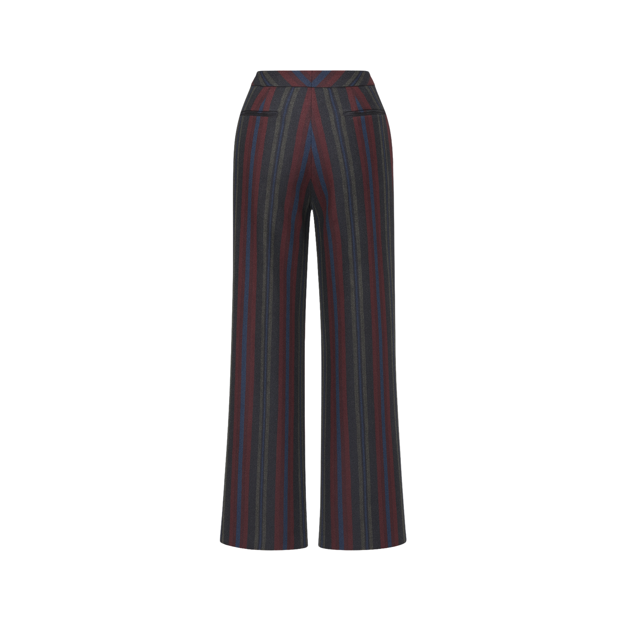 SAMPLE SALE | Multicolor Flannel Striped Wide-Leg Trousers with High Waist