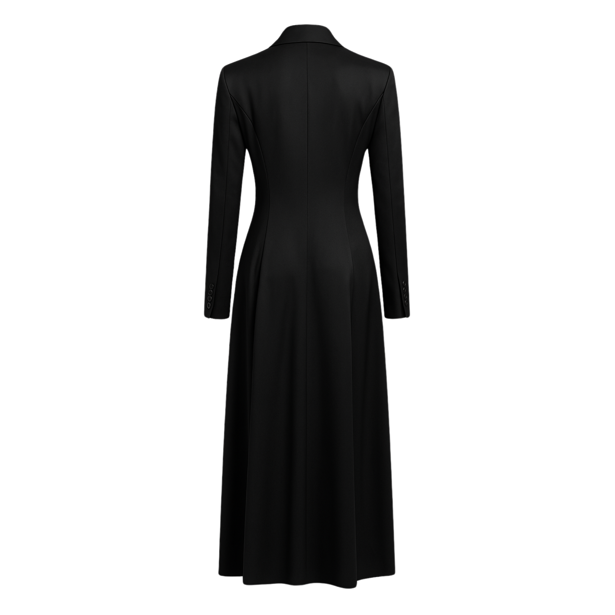 Tailory black satin double-breasted blazer dress back view