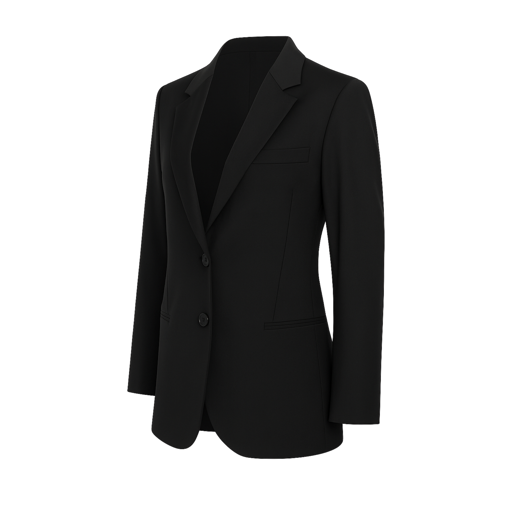 Tailory black oversized tuxedo blazer with exaggerated peak lapels side view”