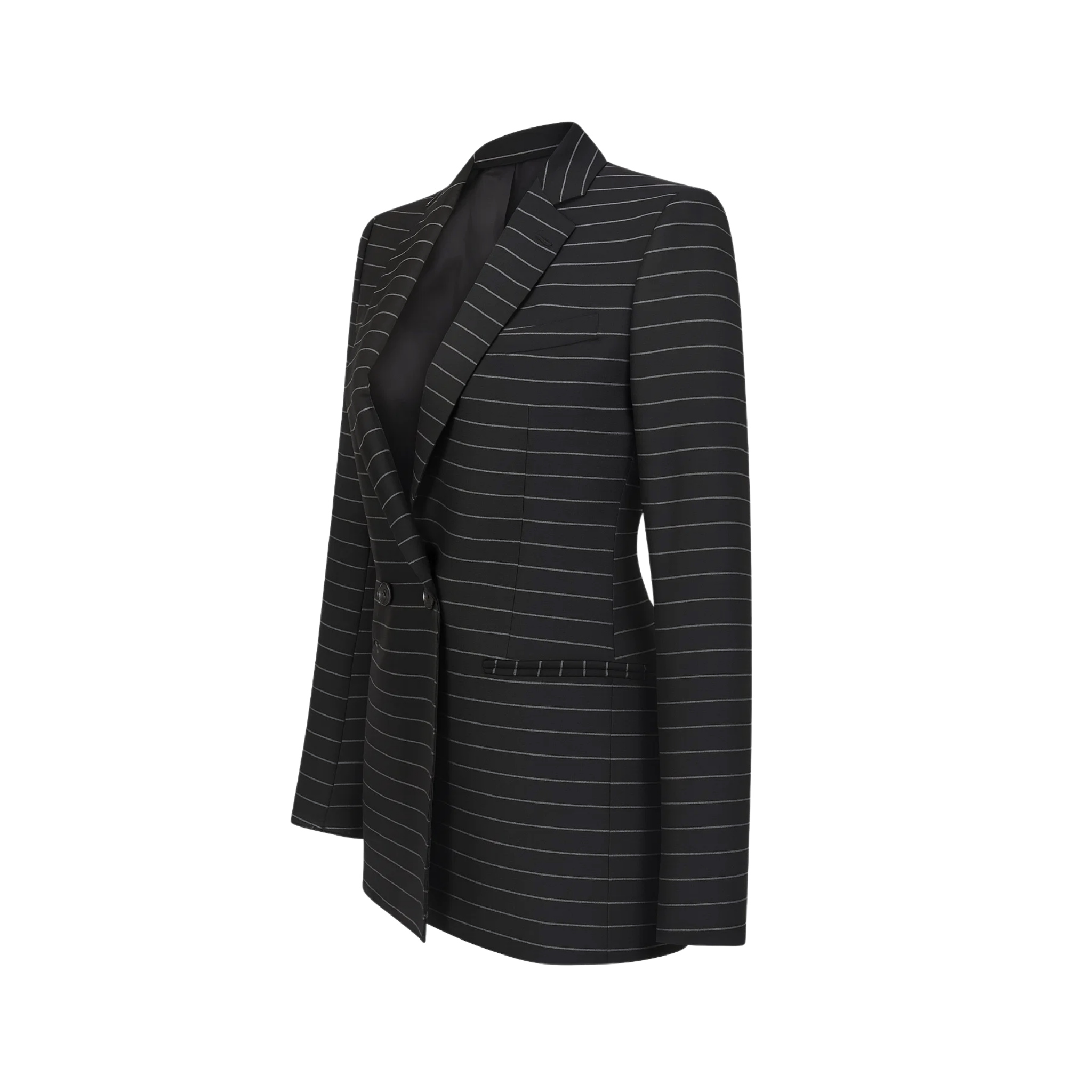 Tailory black pinstriped tailored blazer side view