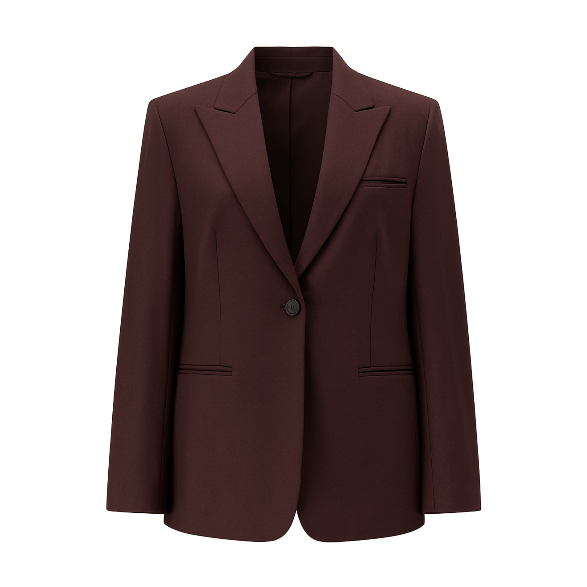 Tailory burgundy peak lapel blazer single-button front view