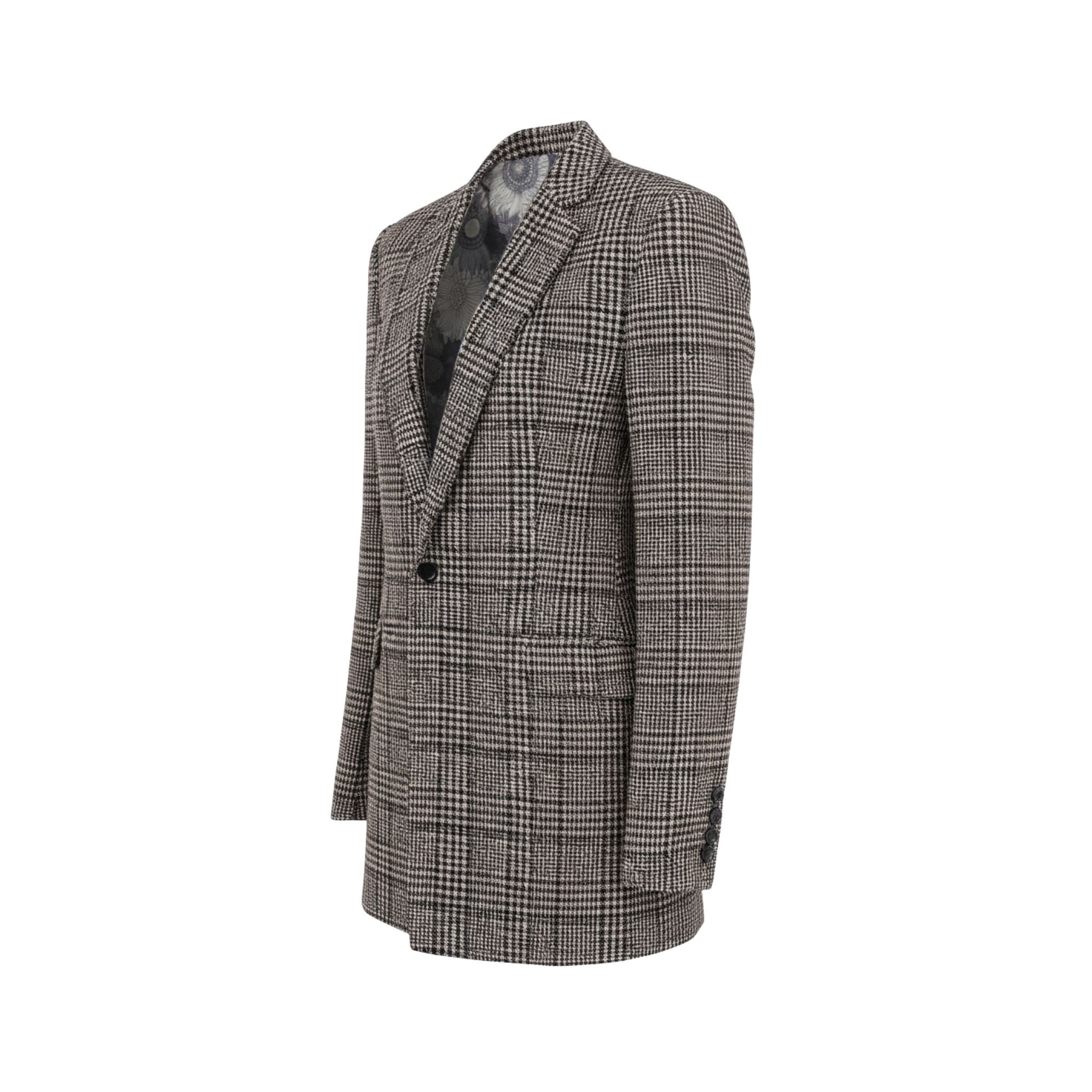 Tailory charcoal glen plaid metallic thread blazer side view