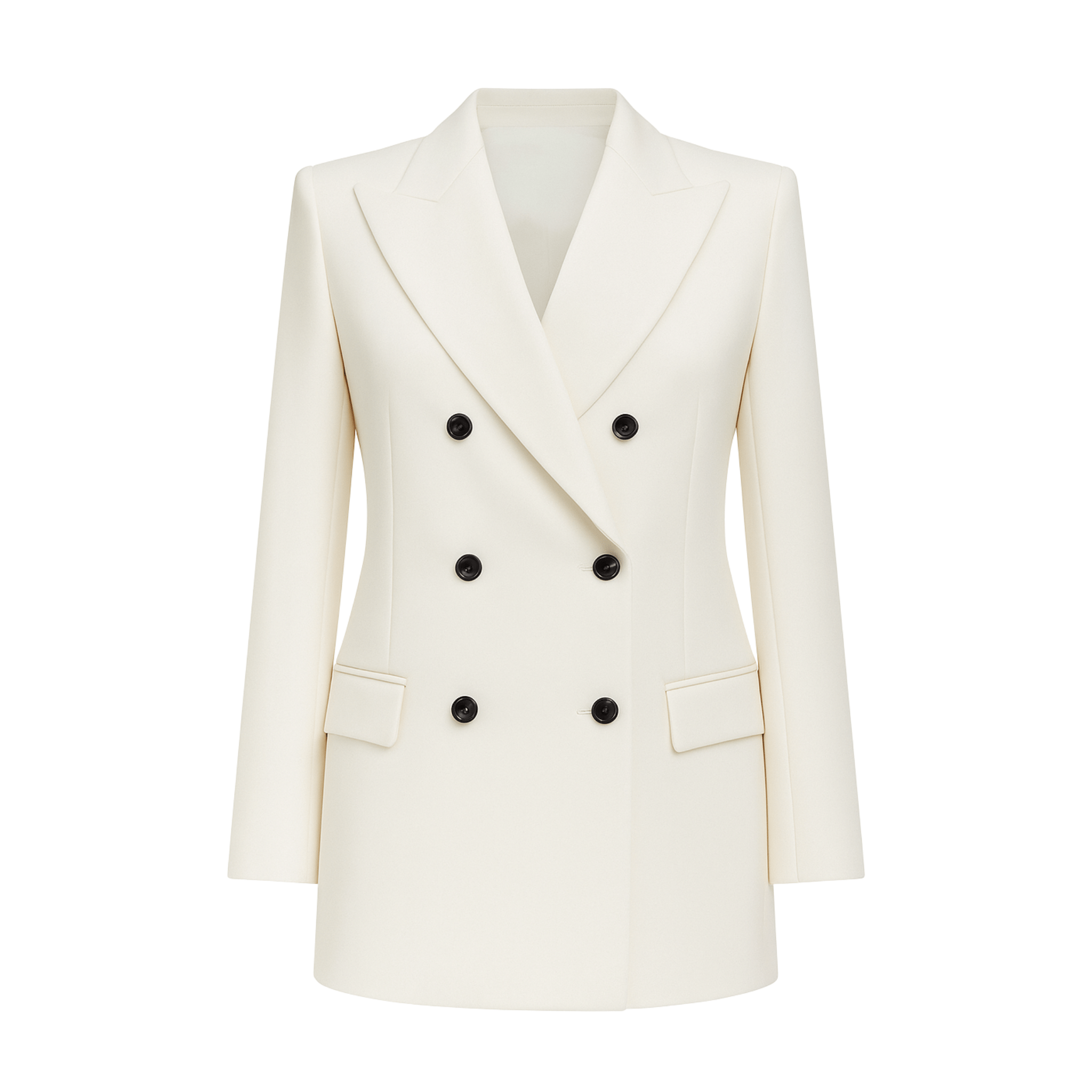 Tailory ivory double-breasted peak-lapel blazer front view