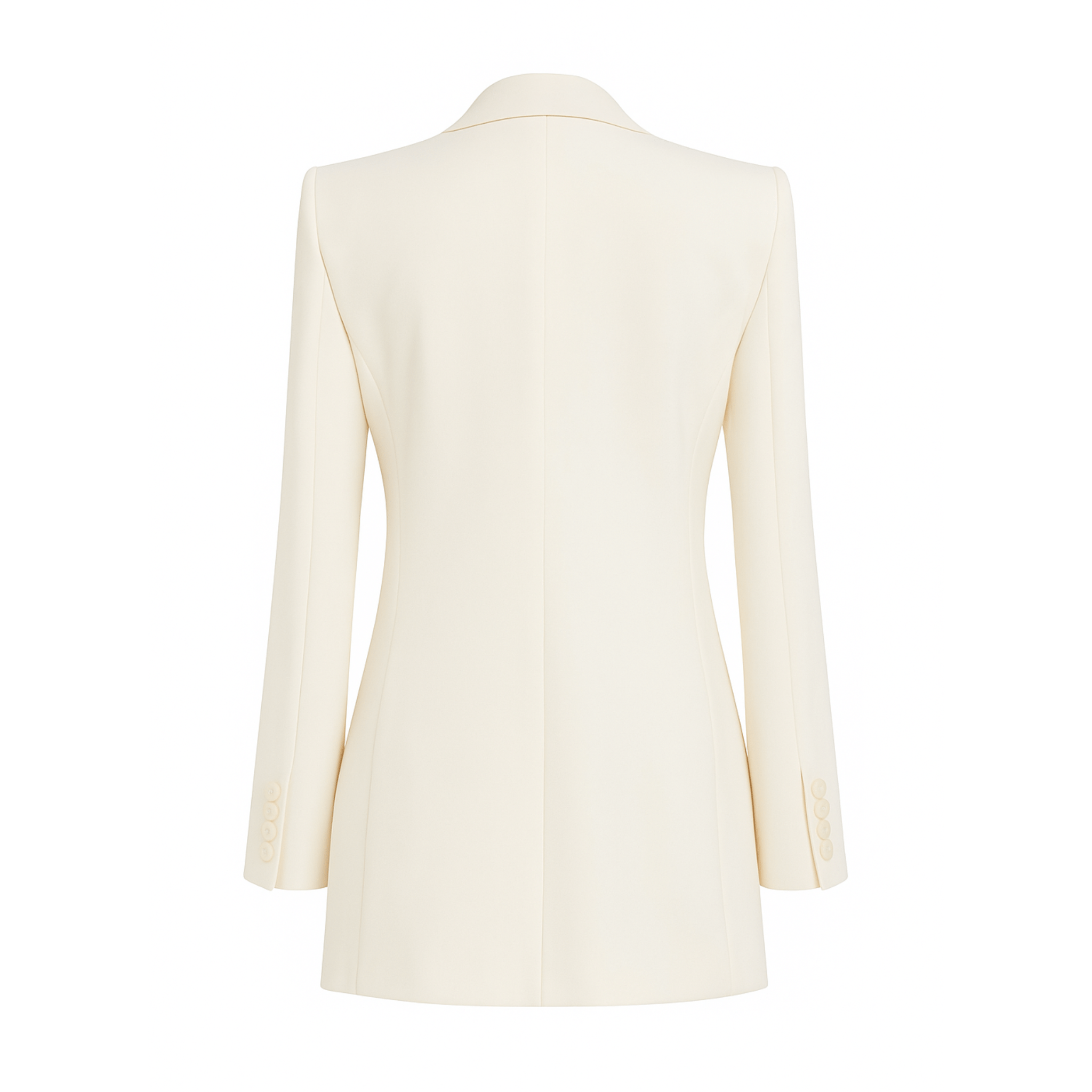 Tailory ivory longline blazer with satin lapels back view