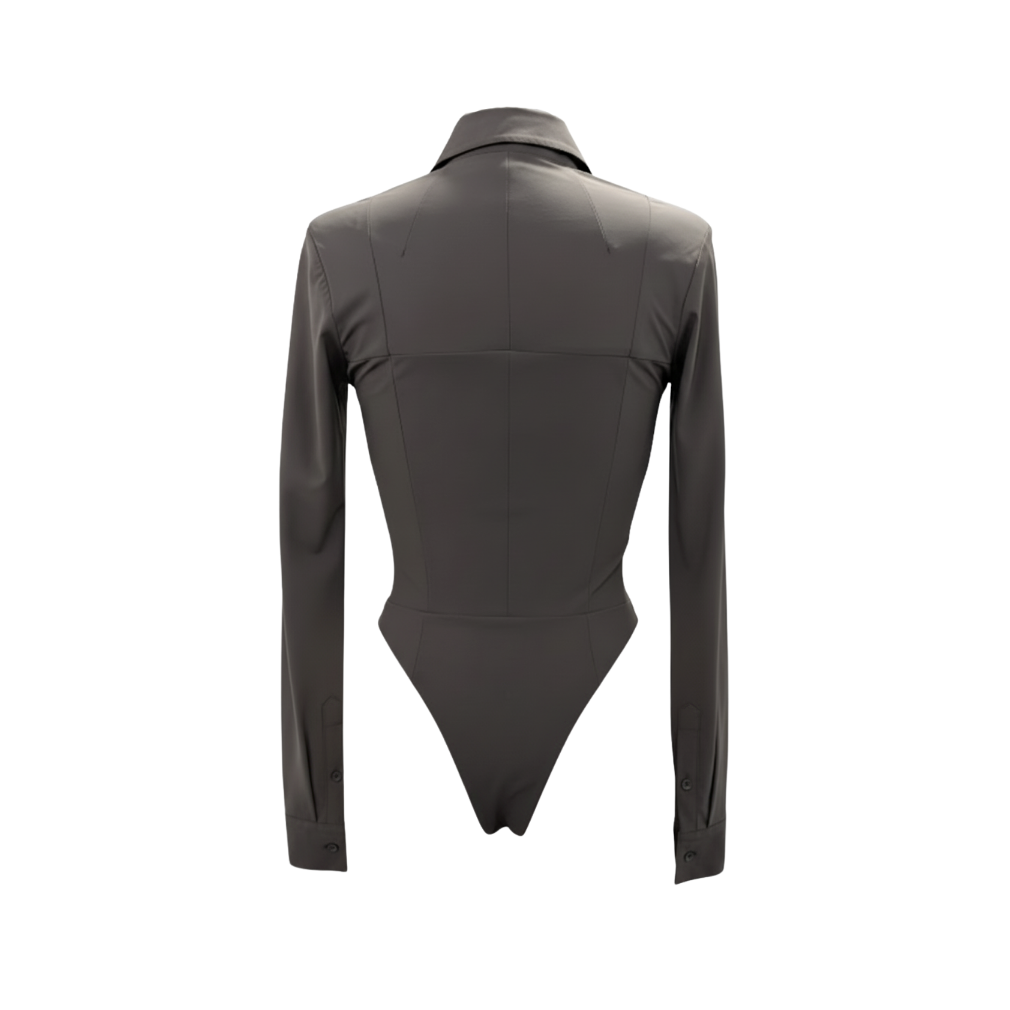 Tailory grey corseted bodysuit with tailored back view