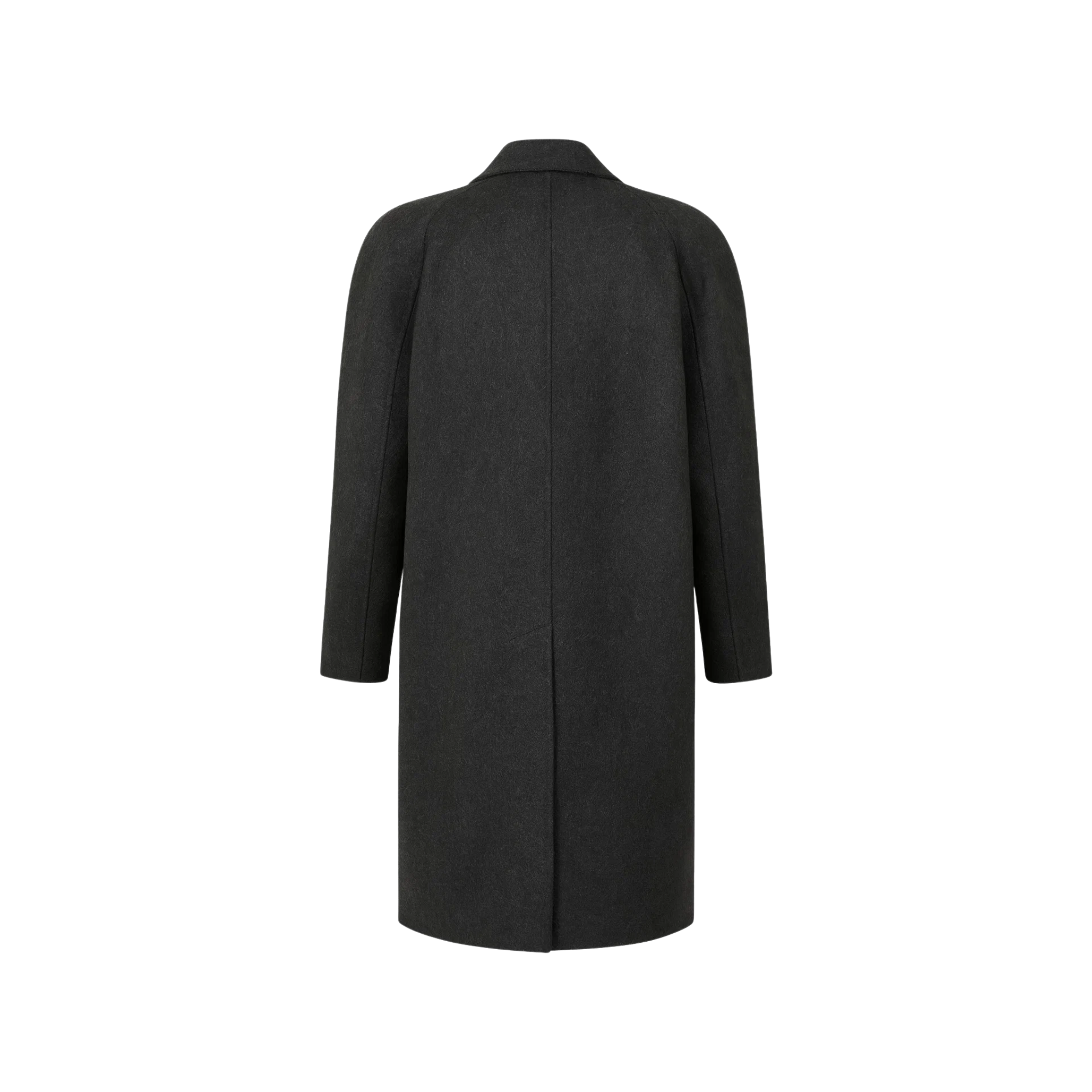 Tailory charcoal wool knee-length car coat back view