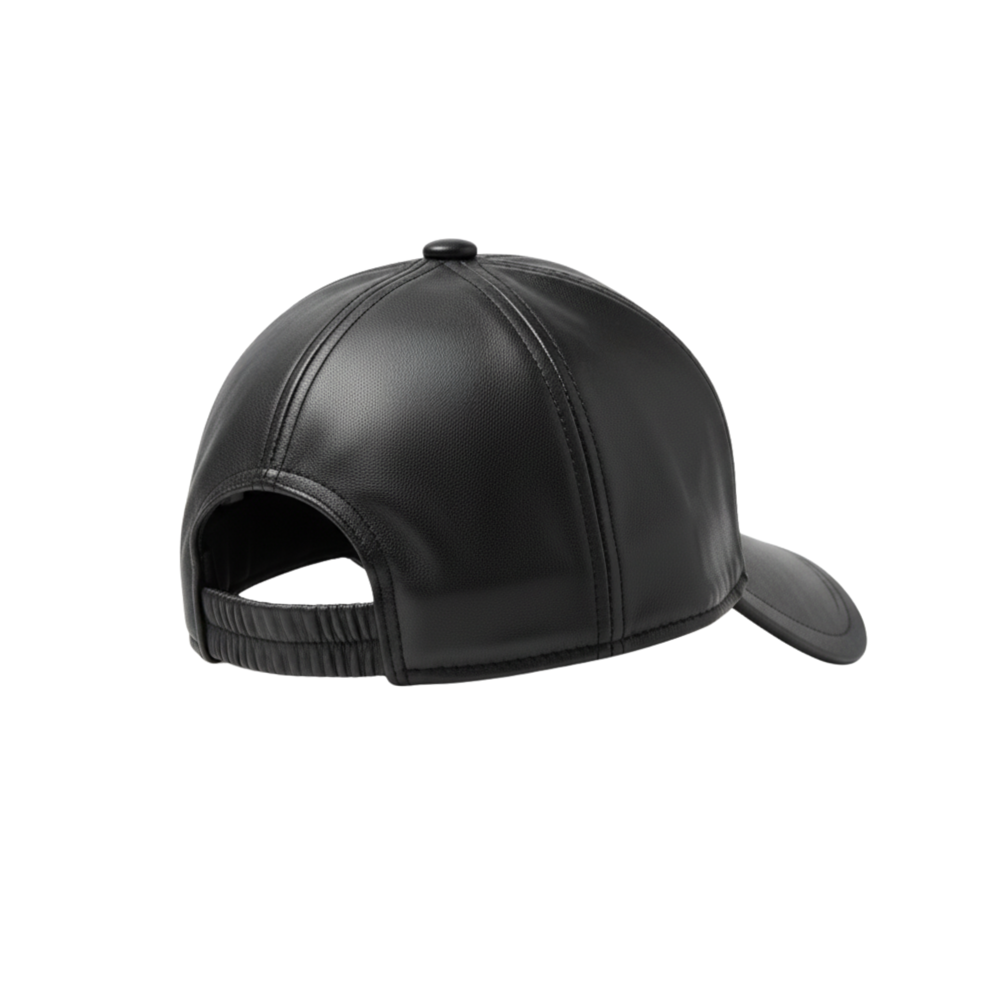 Tailory Hat Black Leather BaseballCap BackView