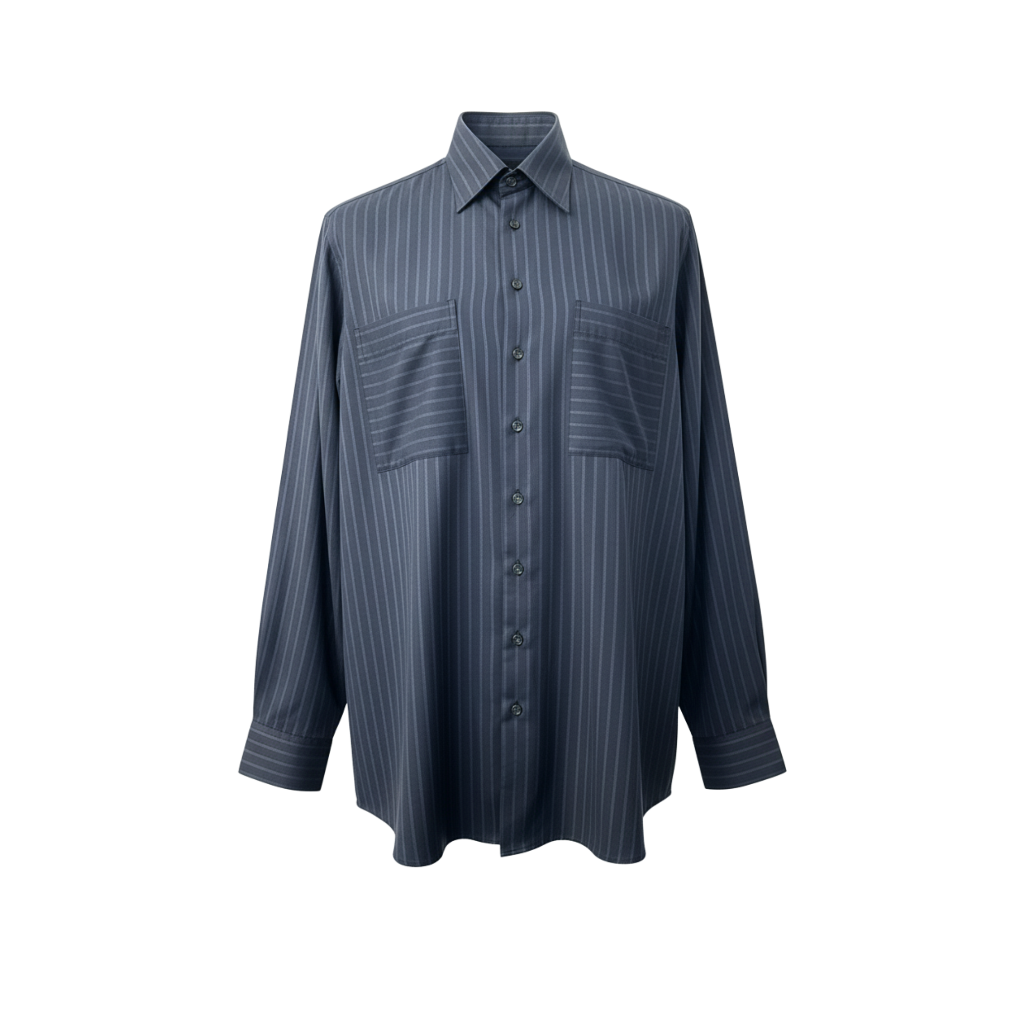 Tailory navy pinstripe oversized shirt front view