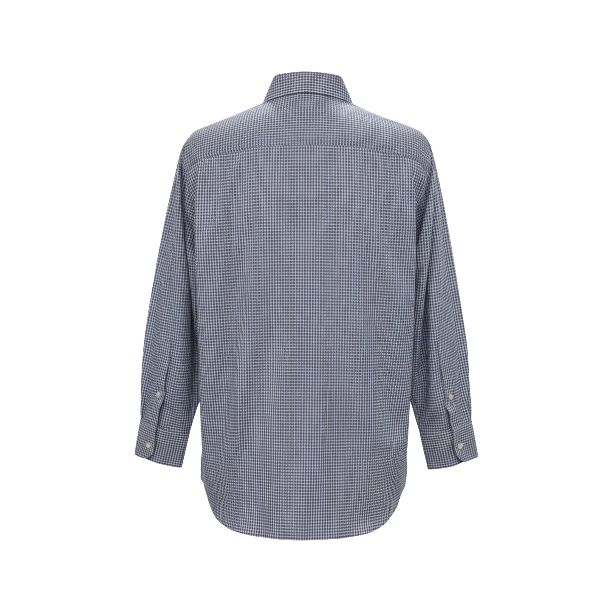 Tailory light blue and white micro-gingham tailored shirt back view