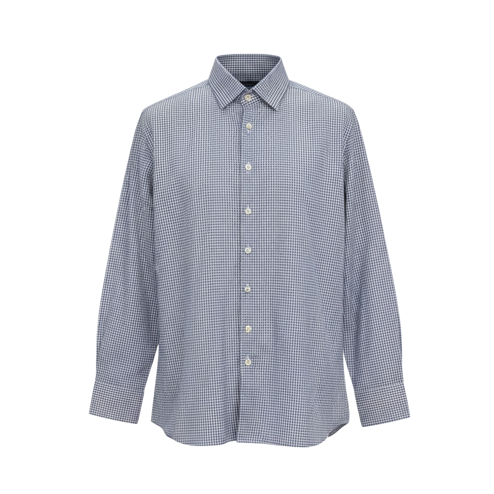 Tailory light blue and white micro-gingham tailored shirt front view