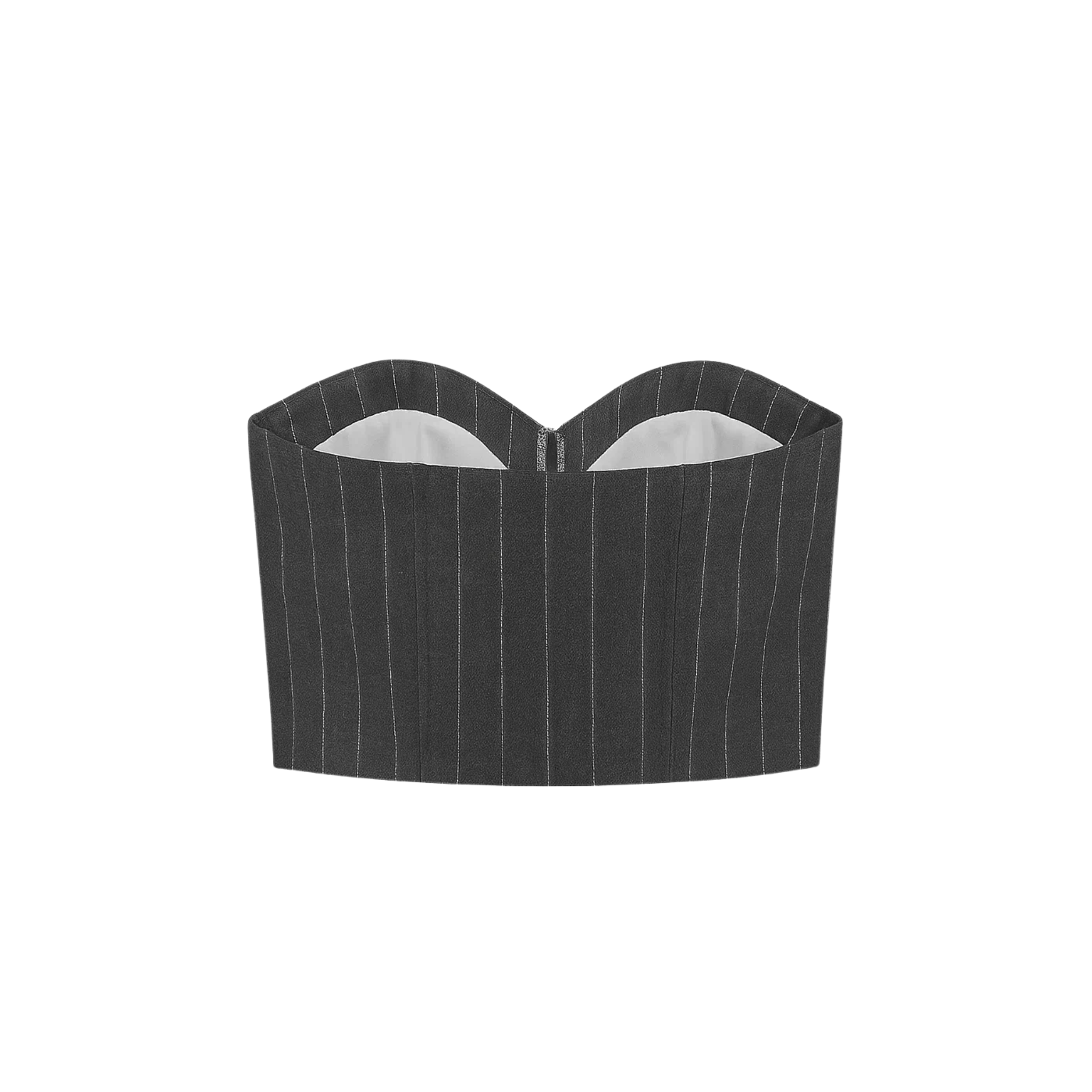 Tailory black pinstripe structured bandeau top back view