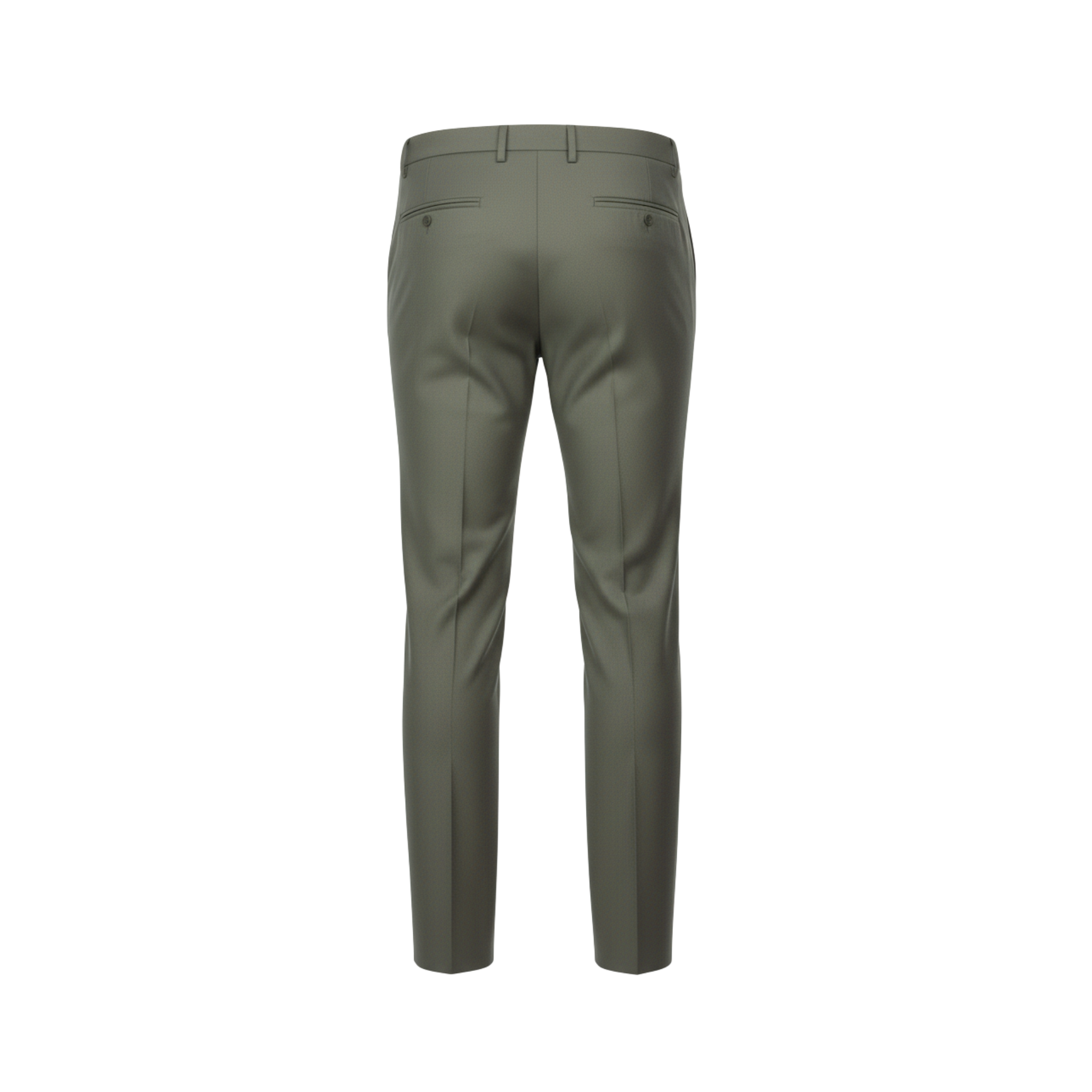 Tailory dark green flat-front tailored trousers back view