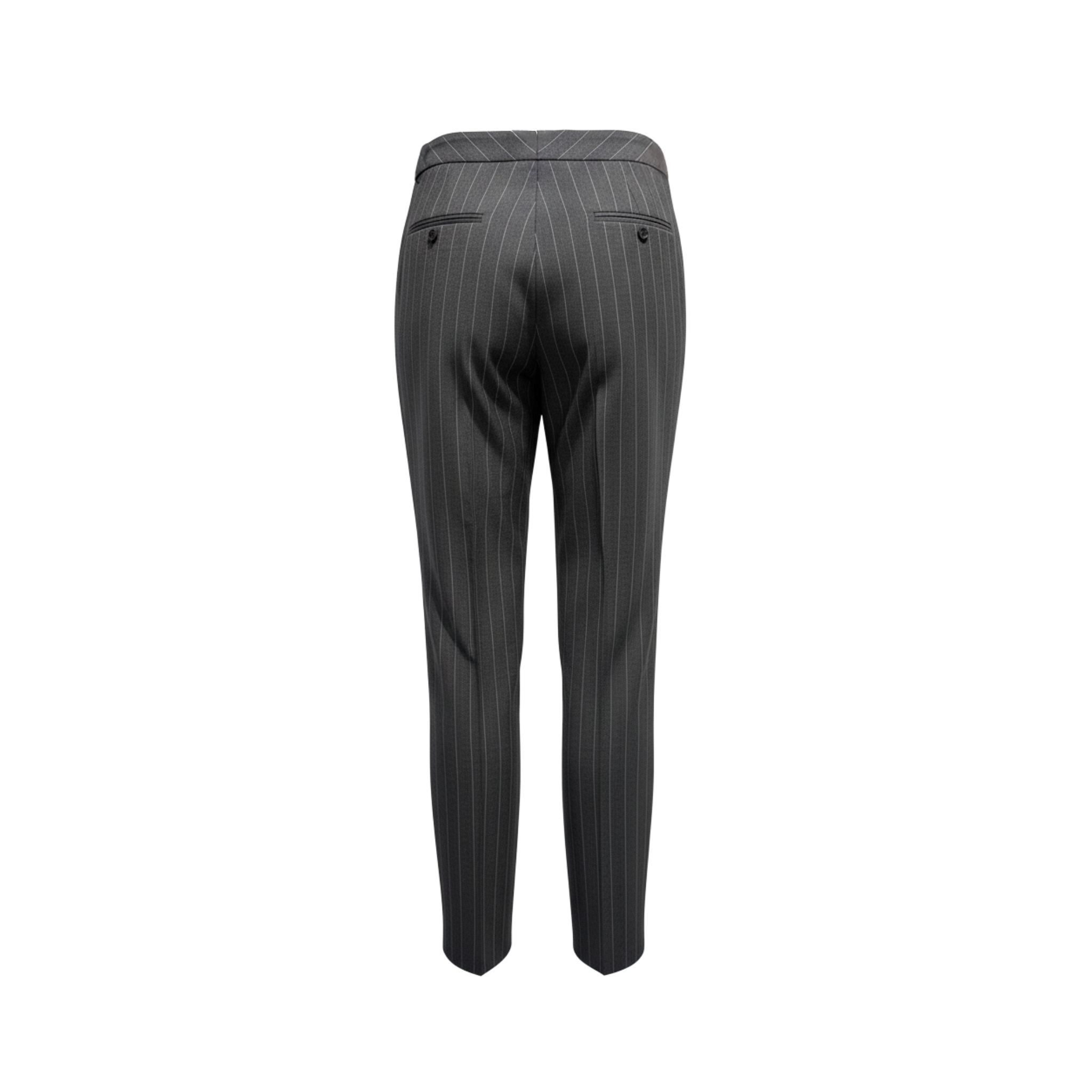 Tailory grey pinstripe straight-leg slit-hem tailored pants back view