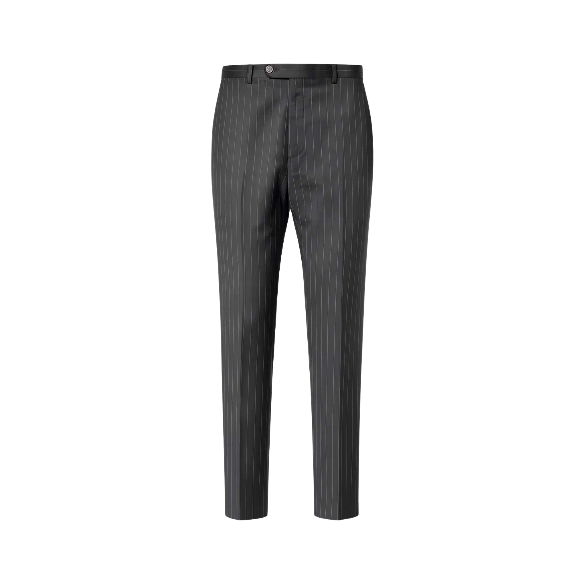 Tailory charcoal pinstriped straight cropped suit trousers front view
