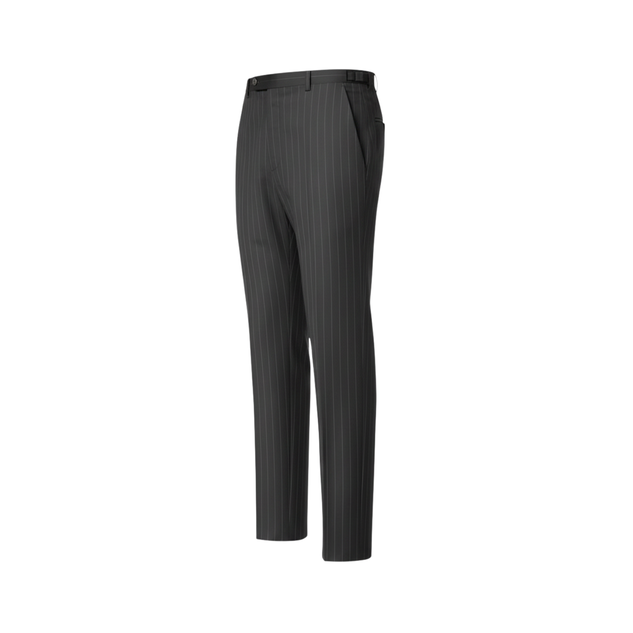 Tailory charcoal pinstriped straight cropped trousers side view