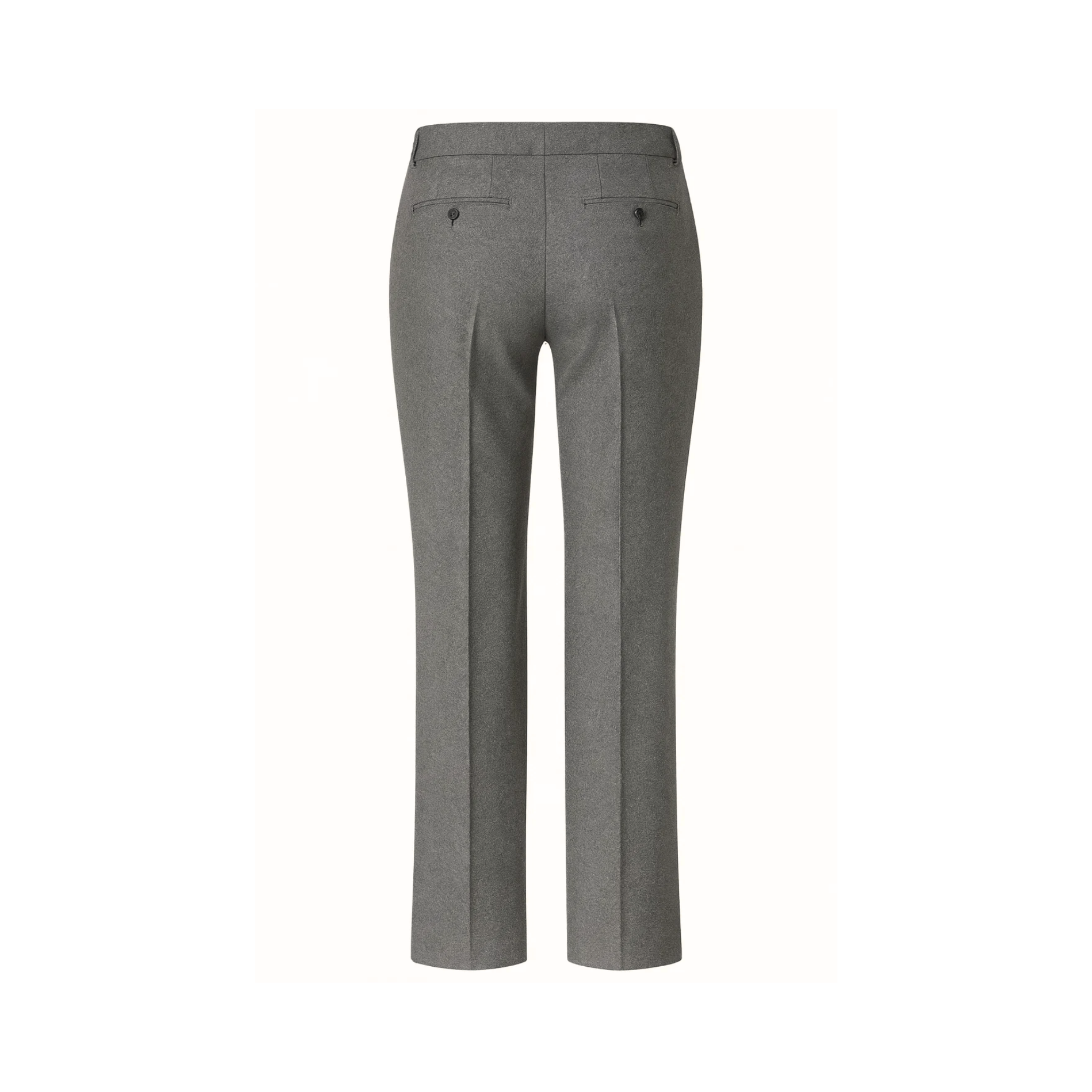 Tailory grey wool high-rise flare trousers back view