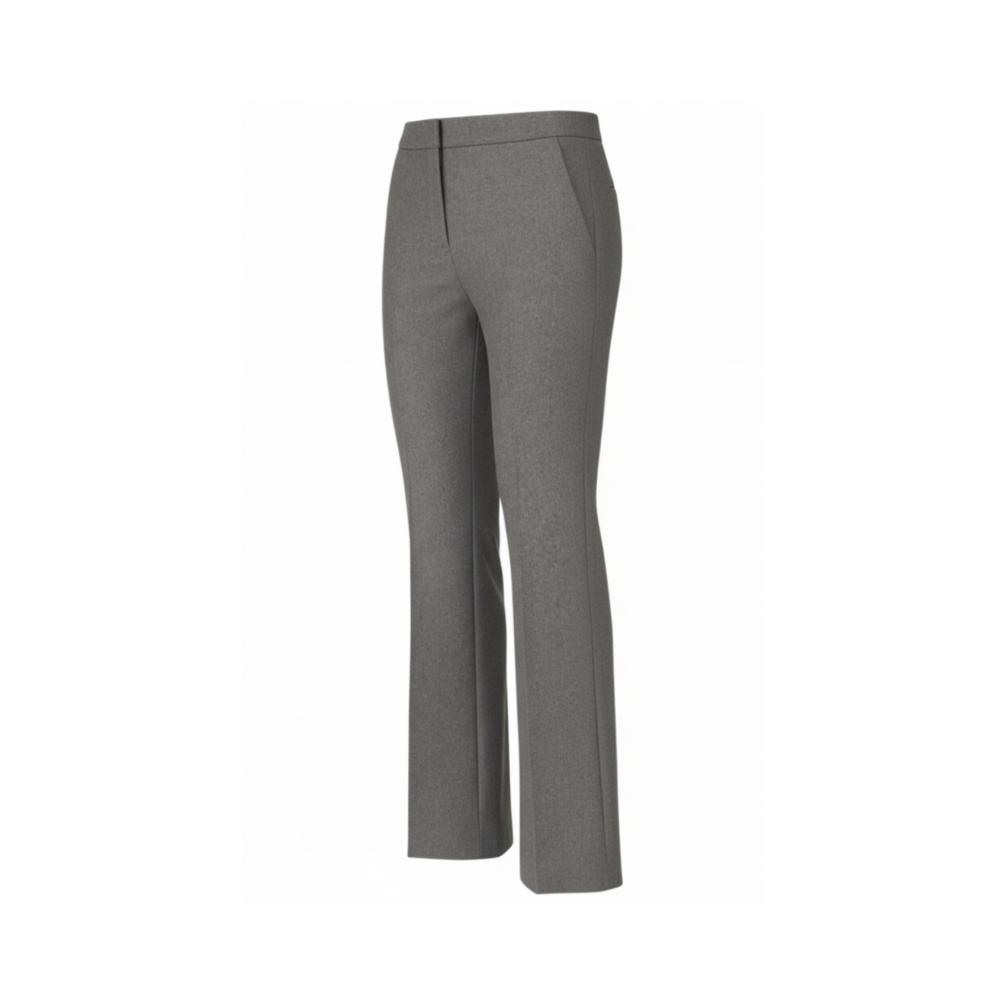 Tailory grey wool high-rise flare trousers side view