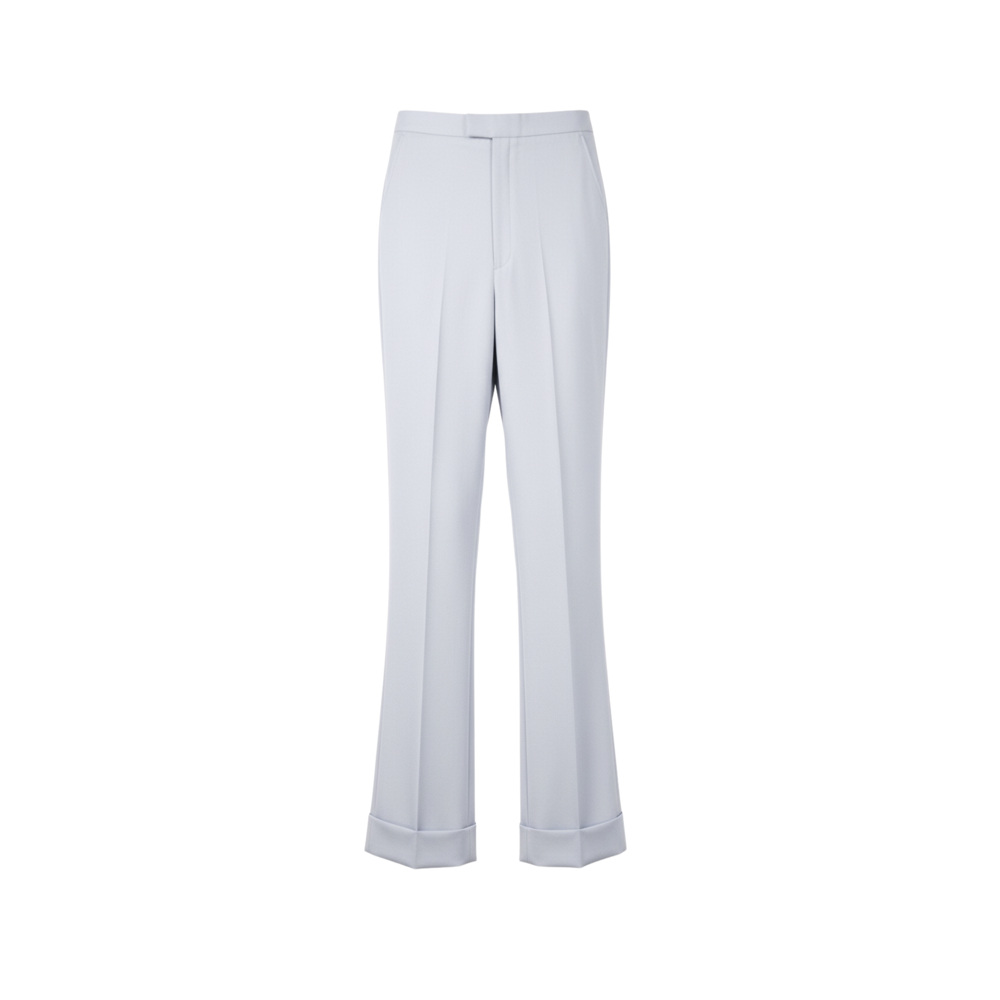 Tailory white fitted flared trousers with front slits front view