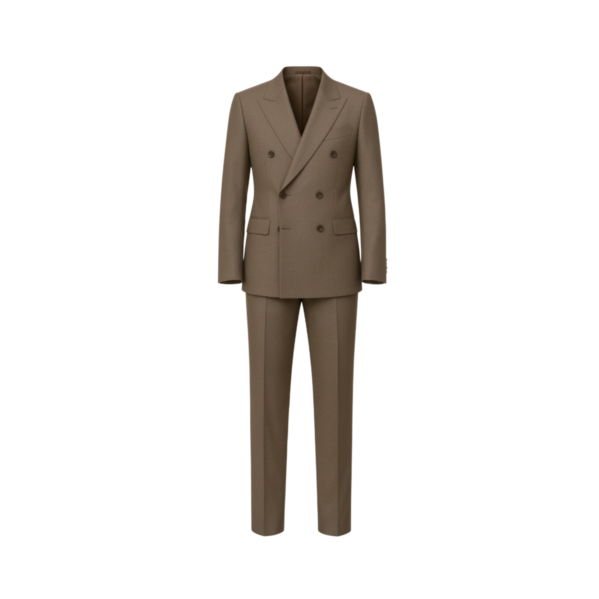 Men's Everyday Fitted Double Breasted Wool Suit in Taupe