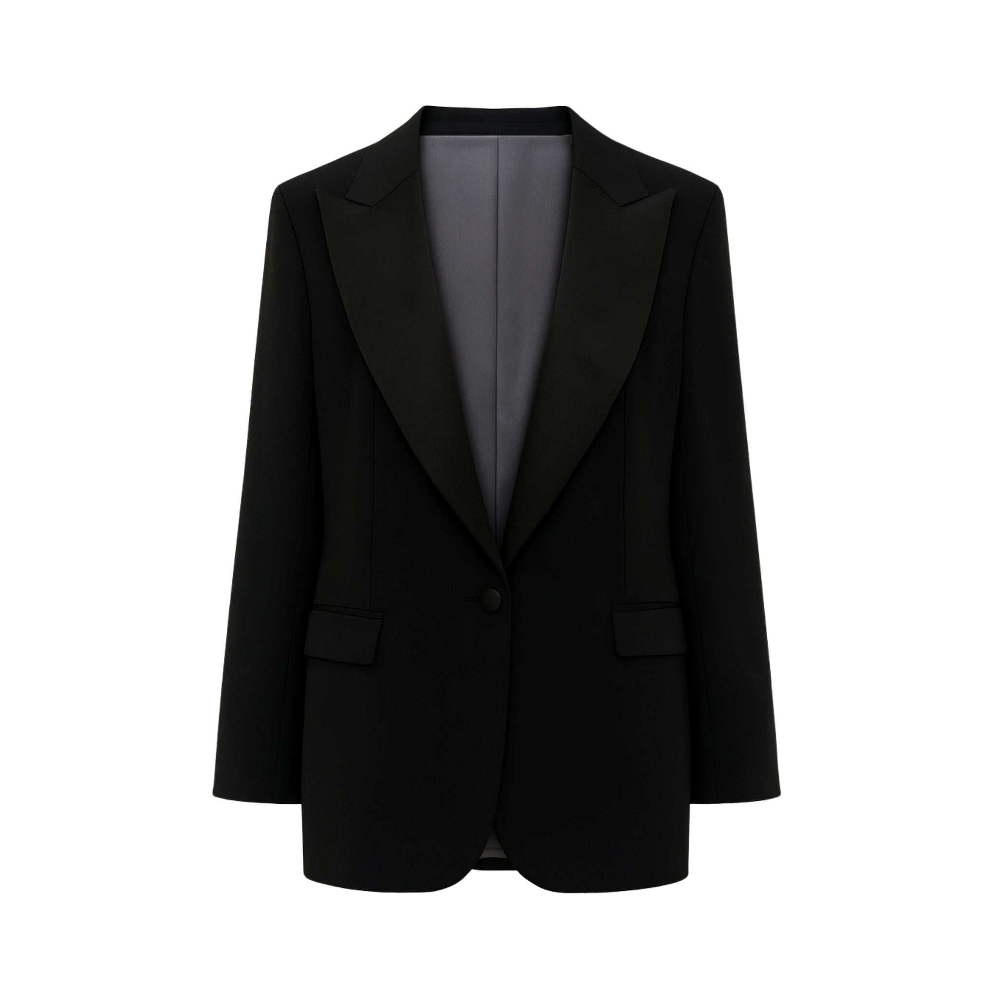 Black Oversized Tuxedo Jacket Exaggerated Peak Lapel Blazer