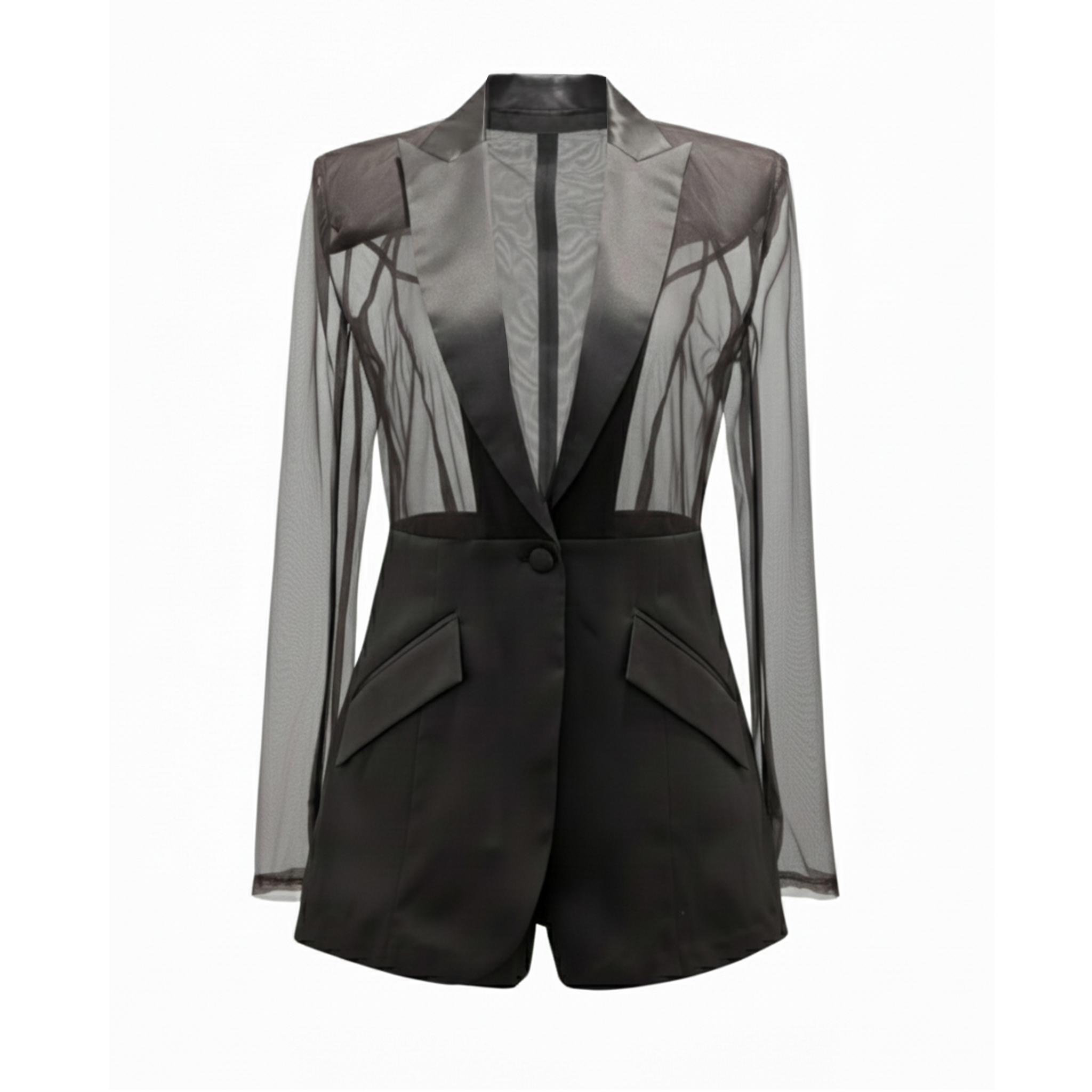 Sheer Silk Blazer with Peak Lapels