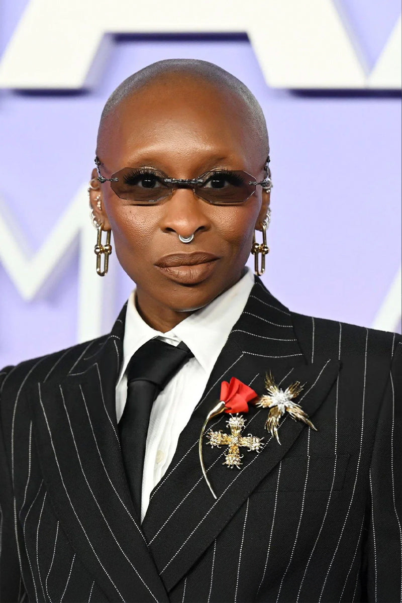 Cynthia Erivo in a pinstripe suit at the NAACP Image Awards 2025