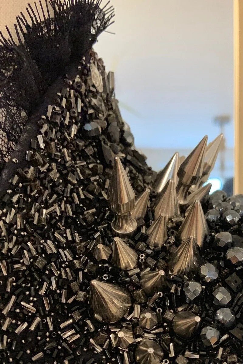 Metallic embellishments on a blazer