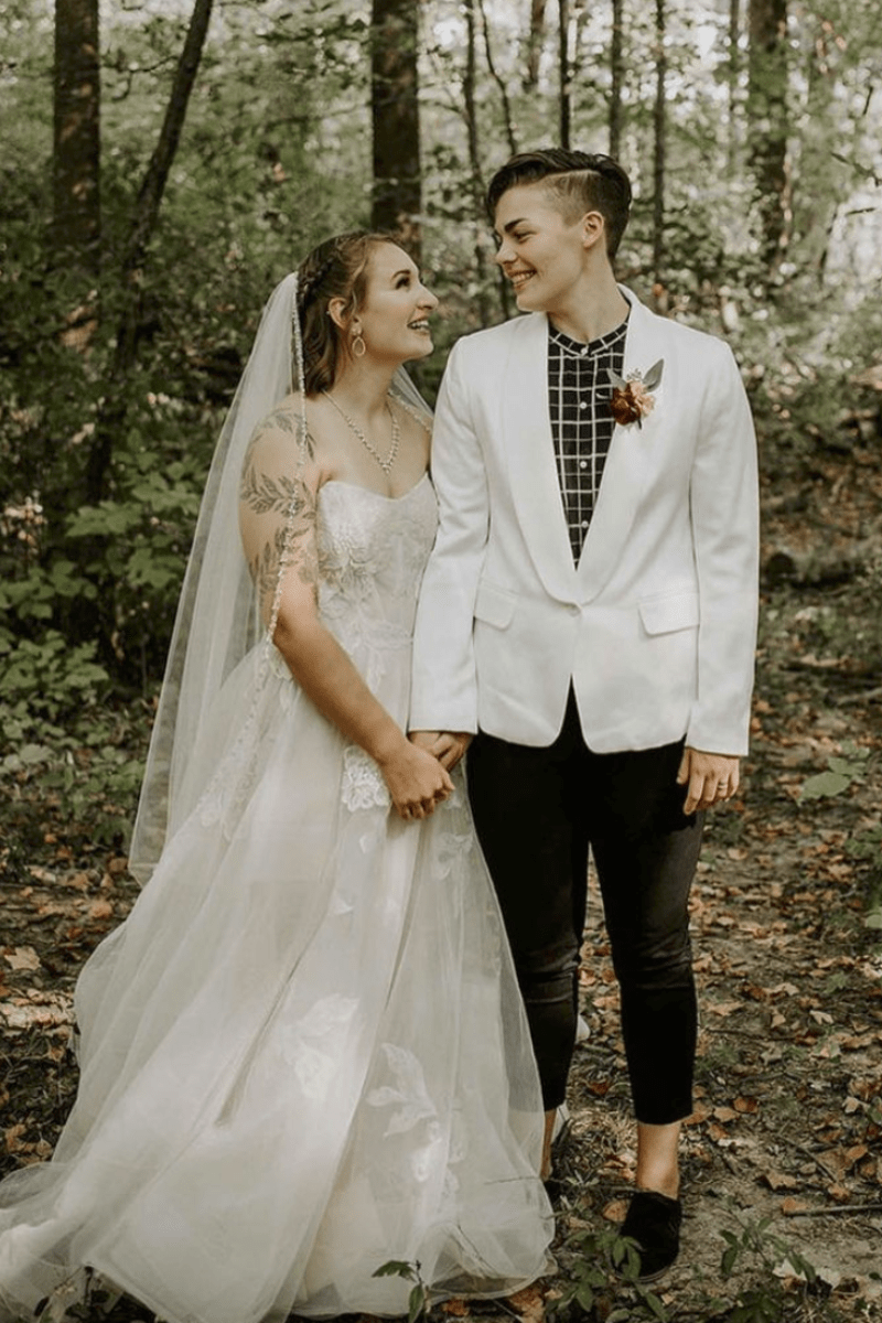 Custom wedding couture for a lesbian couple